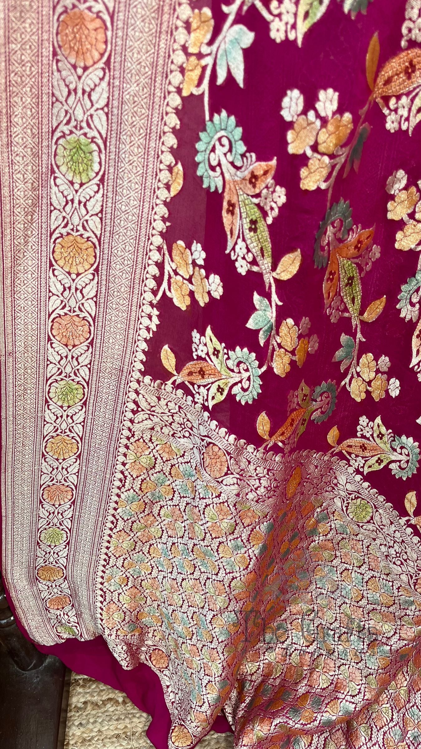 Khaddi Georgette Handloom Banarasi Saree