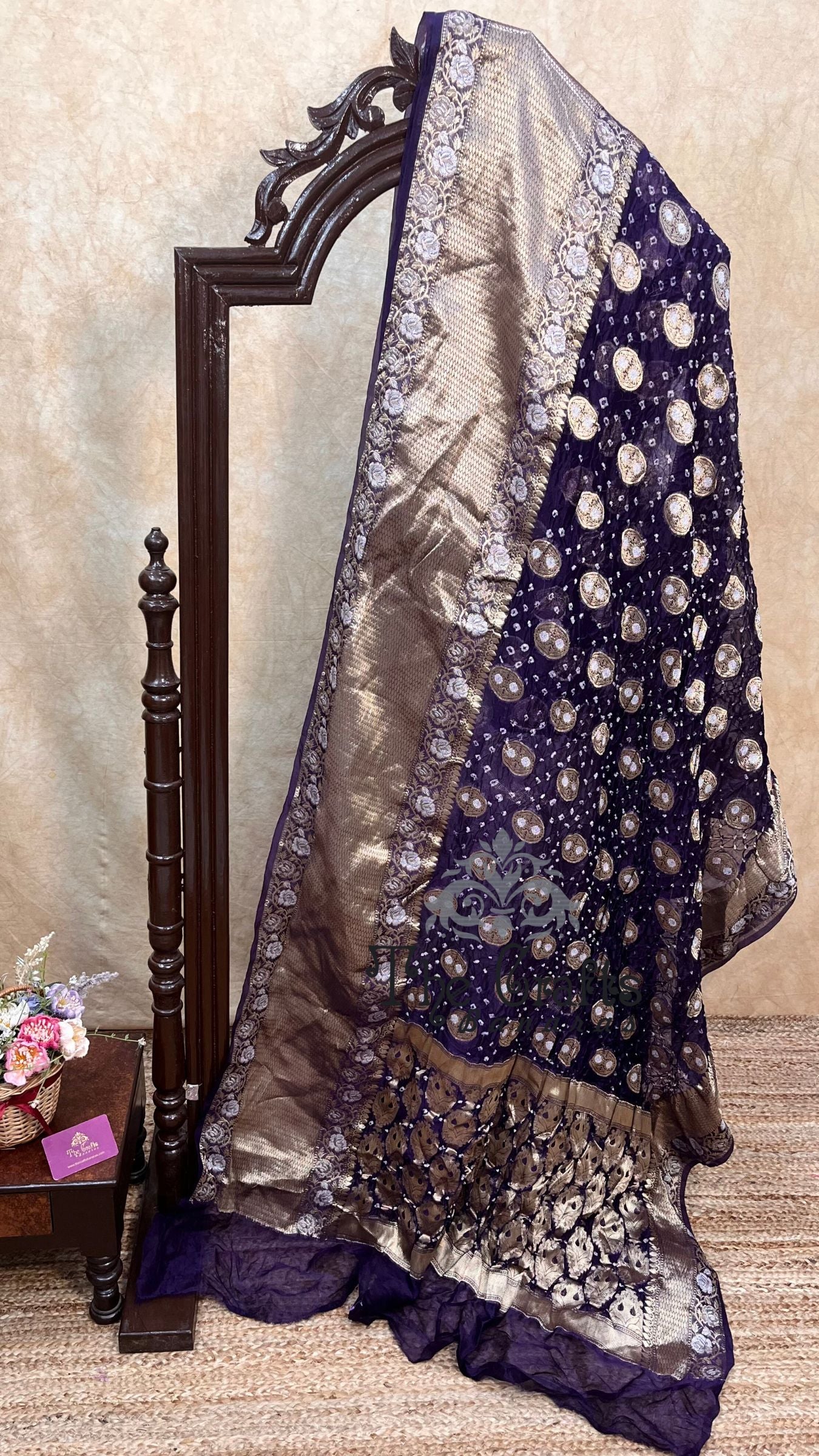 Pure Chiniya Silk Handloom Bandhej Banarasi Saree