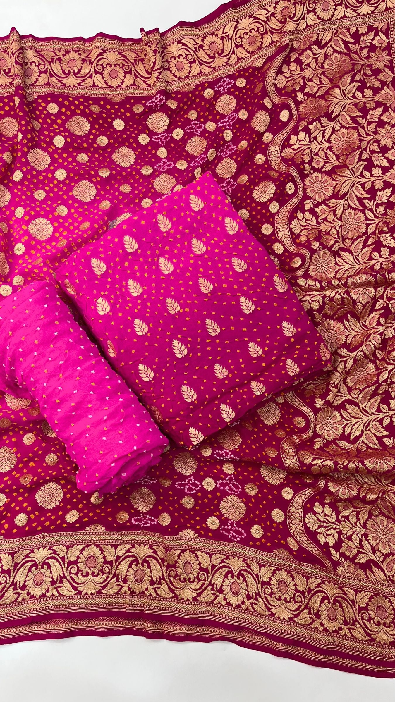 Pure Georgette Banarasi Bandhej Dress Material