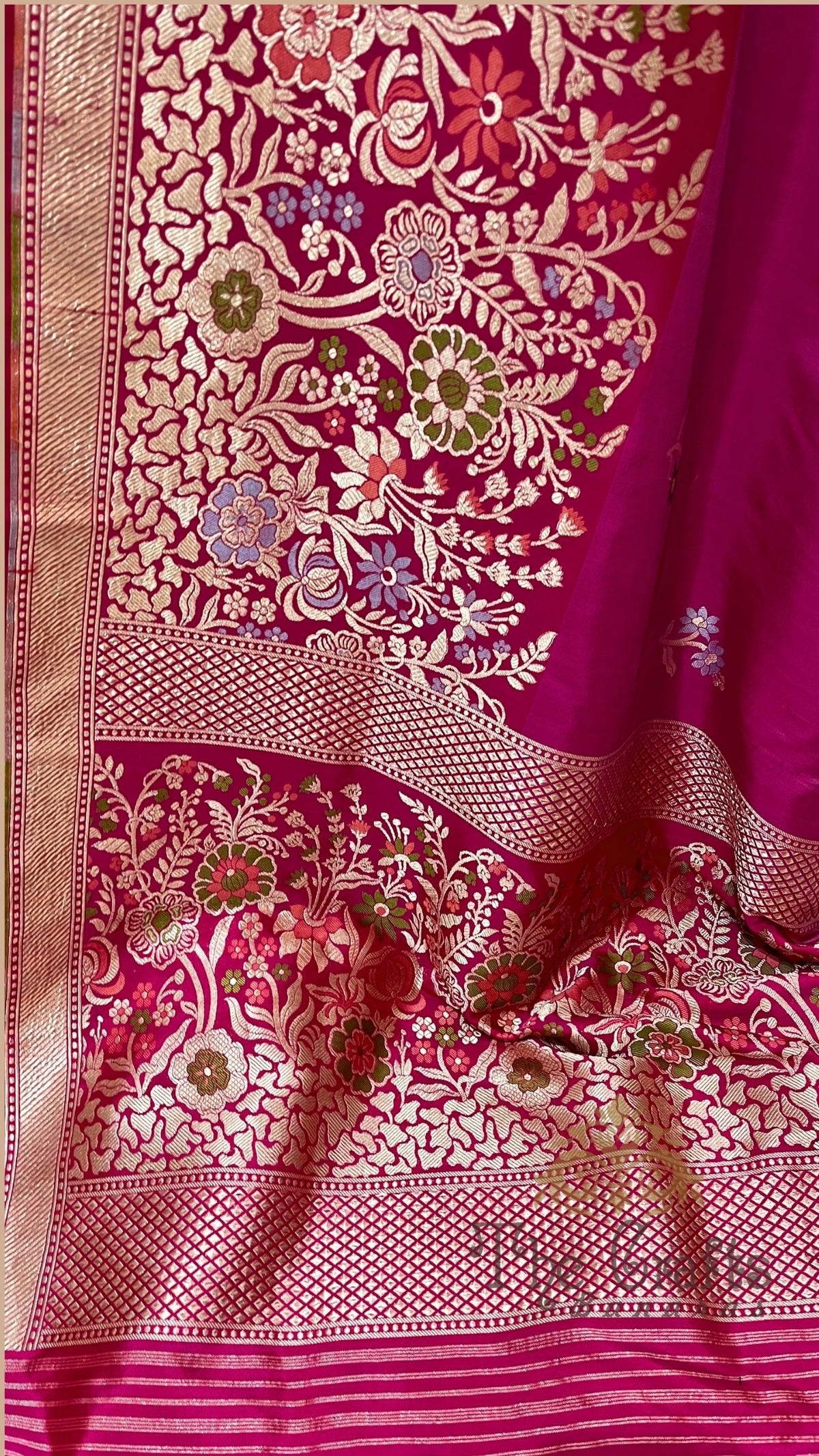 Pure Ektara Katan Silk Handloom Banarasi Saree - with kadhua meenakari motifs