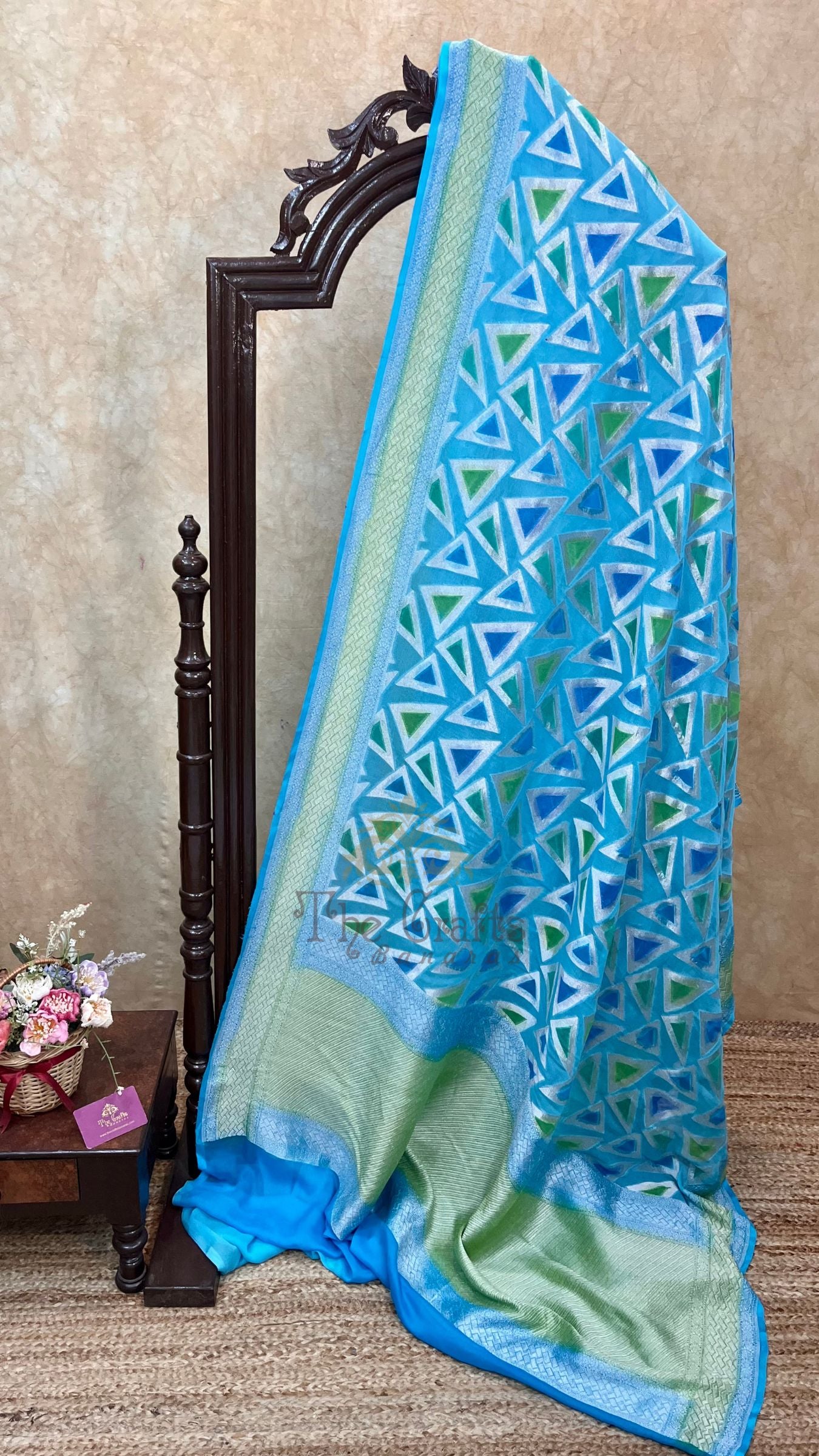 Pure Georgette Banarasi Saree - Silver Zari