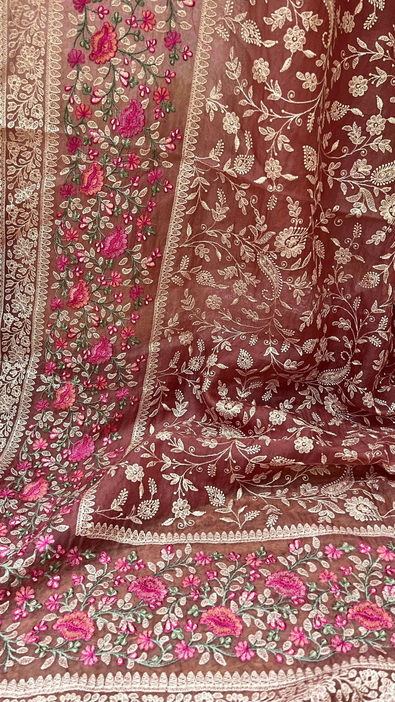Pure Organza Silk Chikankari Handloom Banarasi Saree