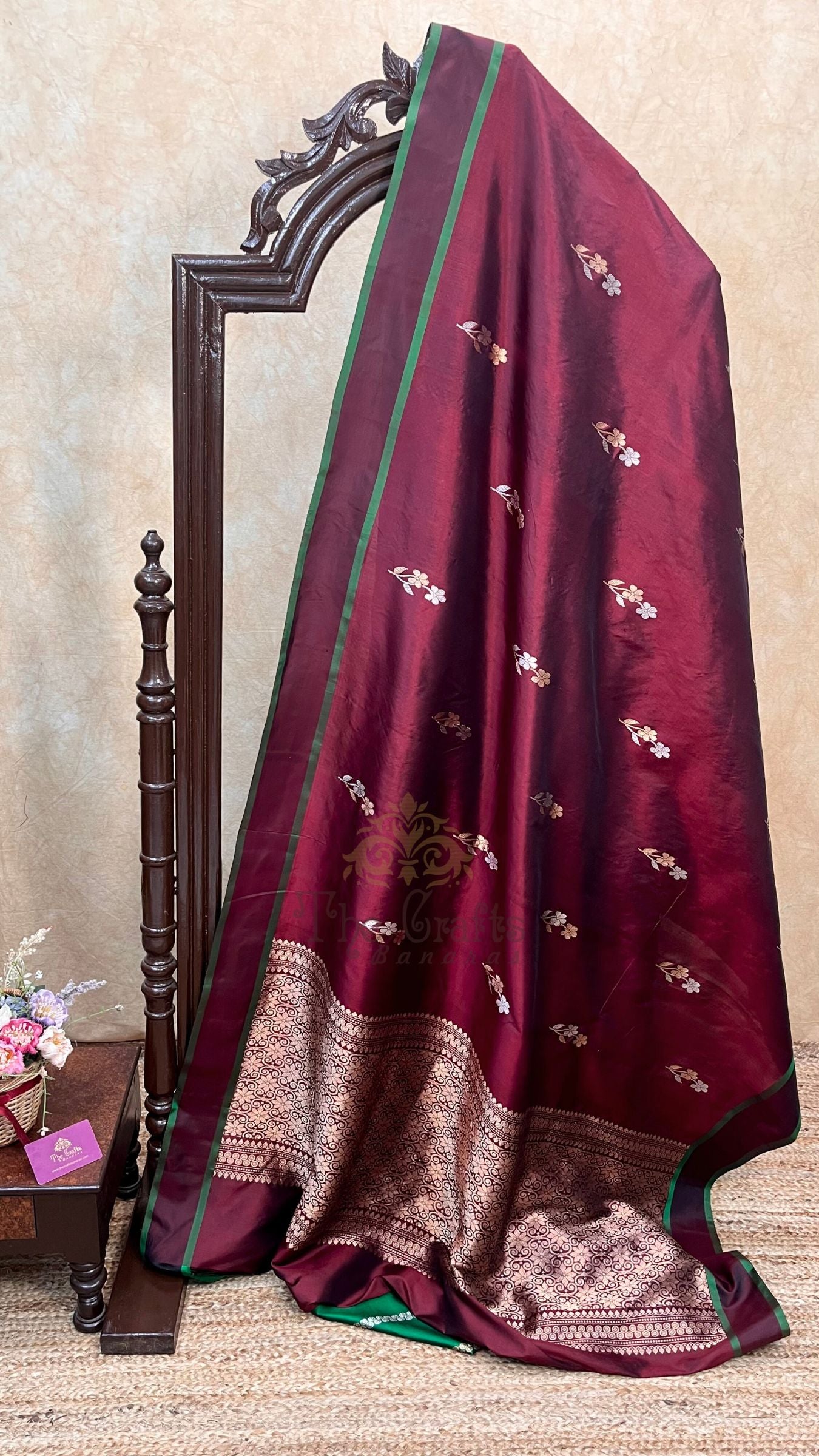 Pure Mango Silk Handloom Banarasi Saree - With Sona Roopa Motifs
