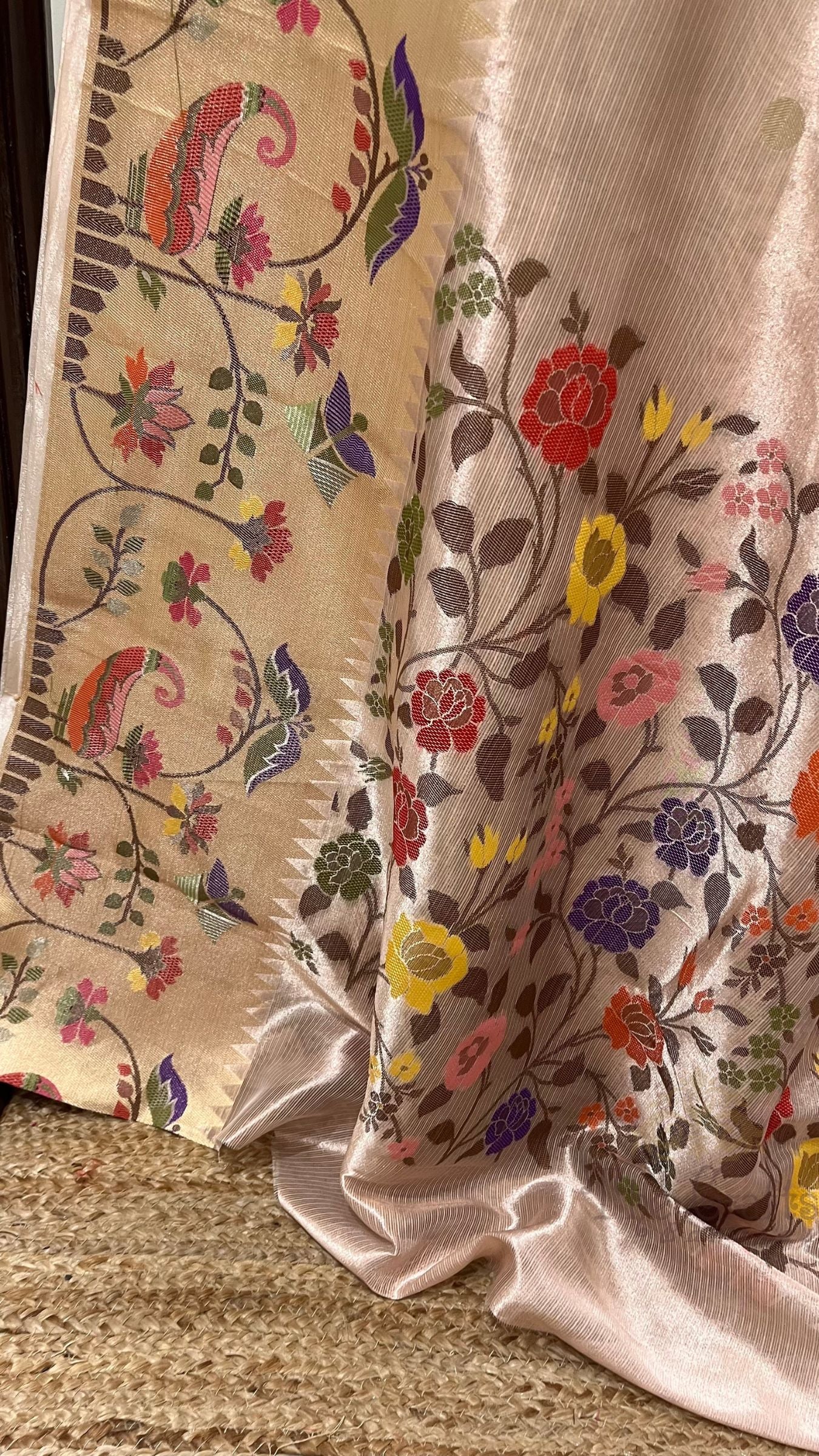 Pure Zari Kota Tissue Silk Handloom  Banarasi Saree - Meenakari
