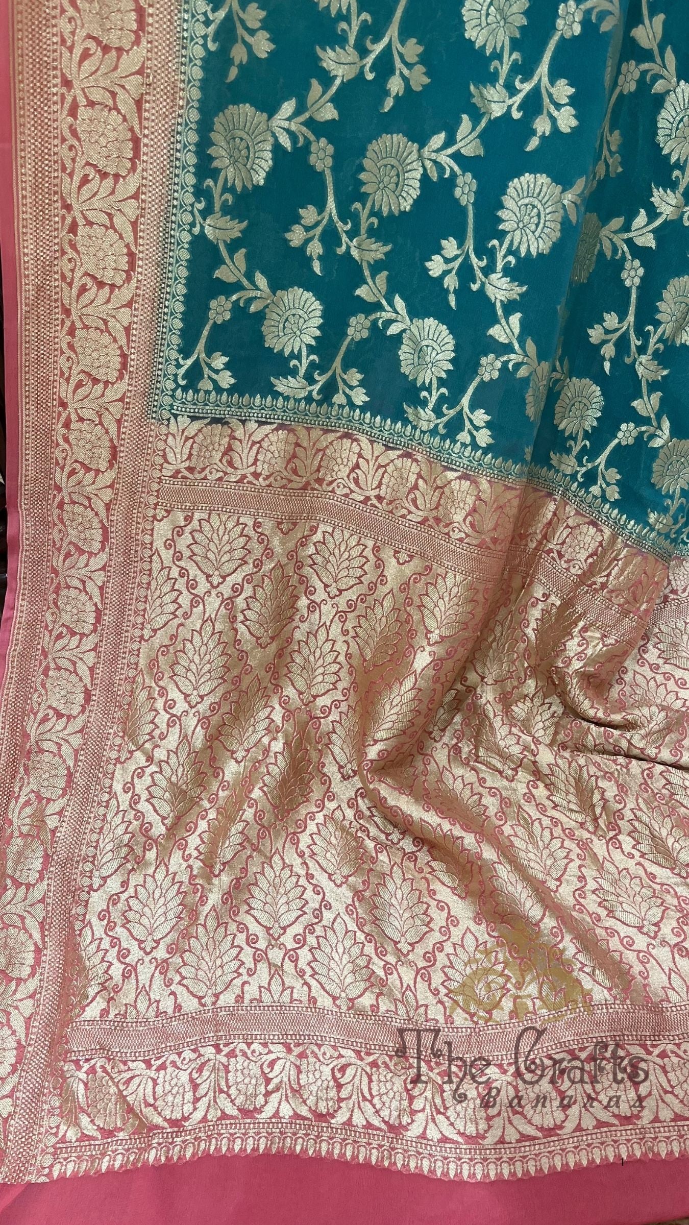 Khaddi Georgette Handloom Banarasi Saree