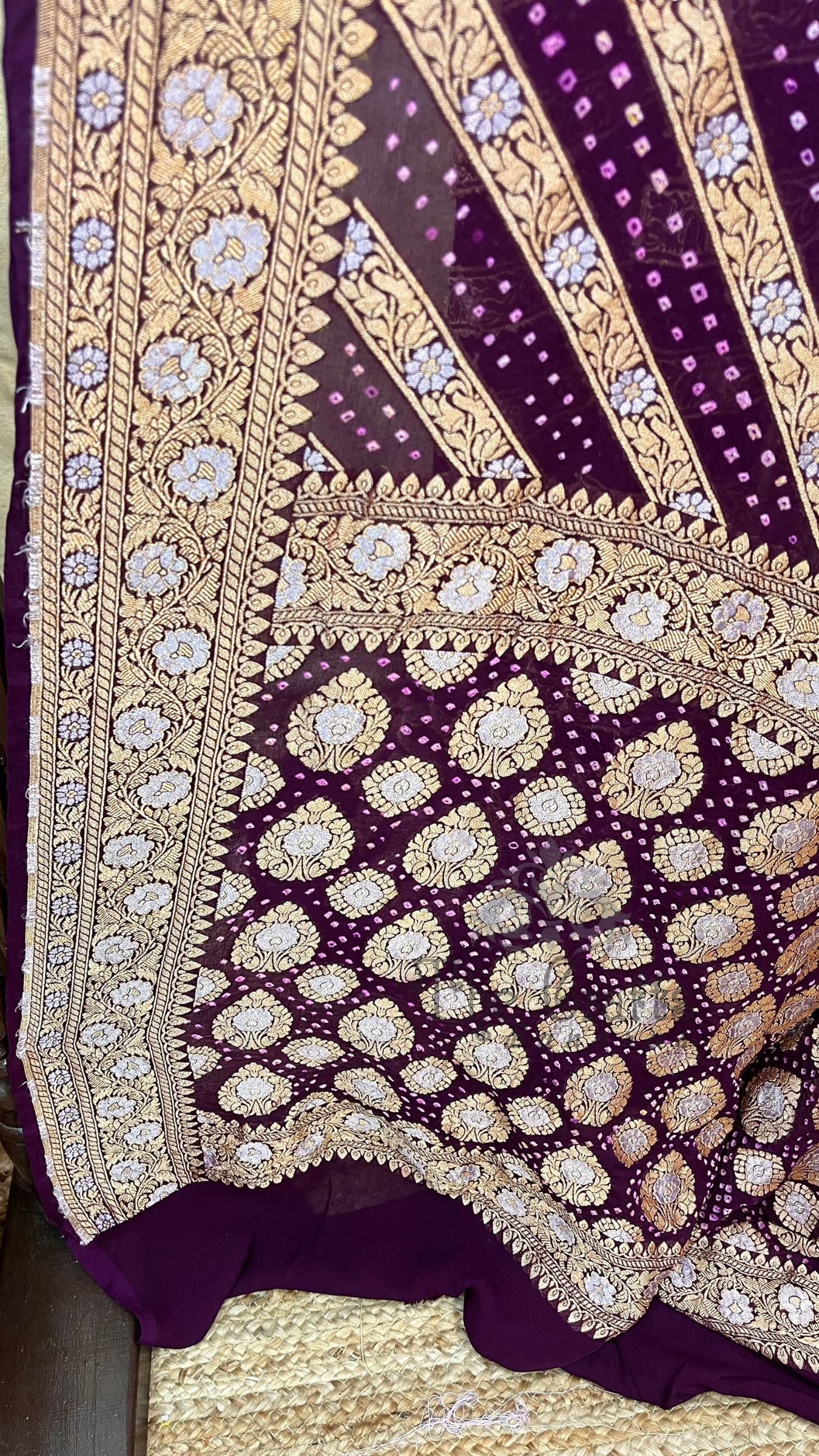 Pure Georgette Banarasi Handloom Bandhej Saree