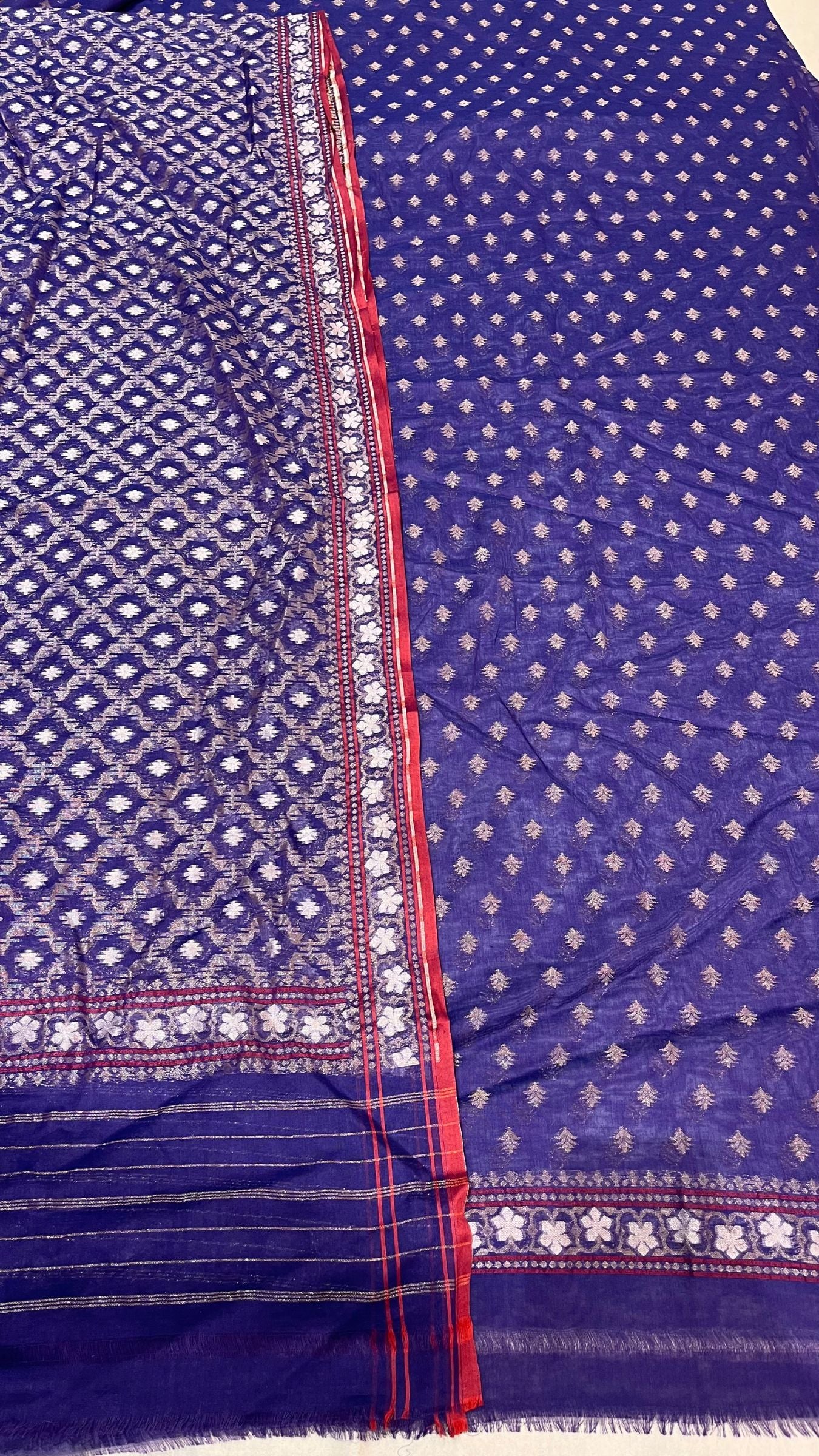 Pure Ektara Cotton Jamdani Banarasi Dress Material