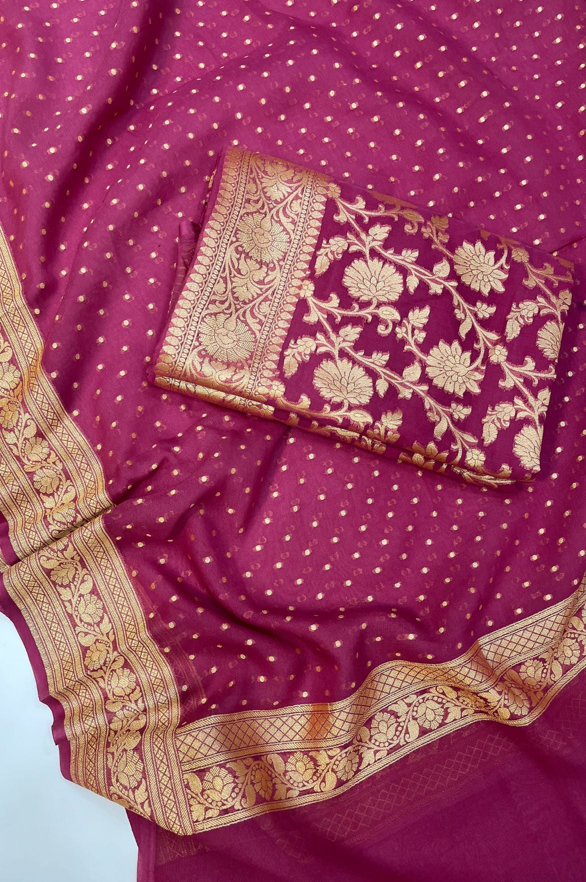 Khaddi Georgette Banarasi Dress Material