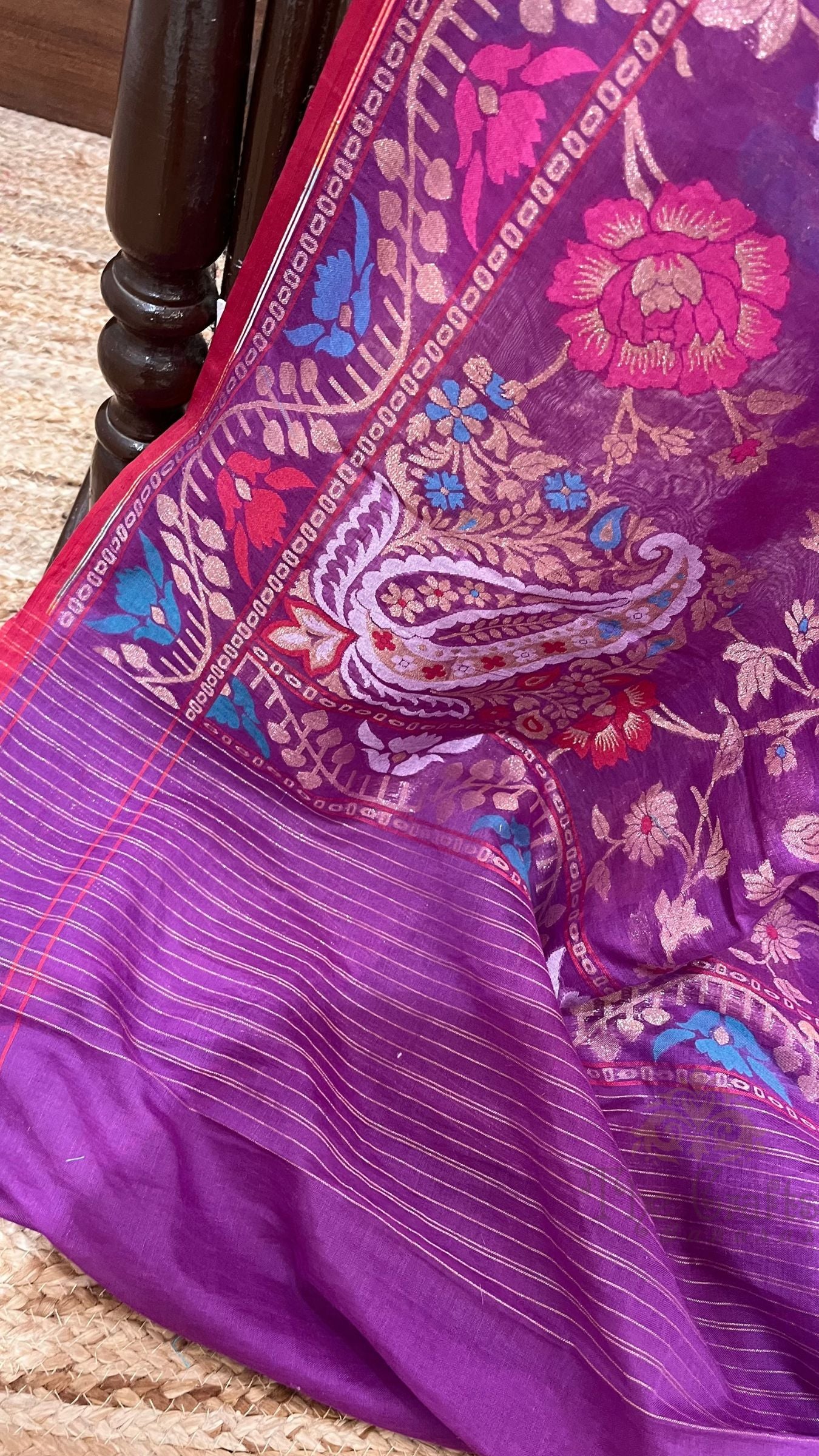 Pure Ektara Cotton Jamdani Banarasi Saree - Tilfi