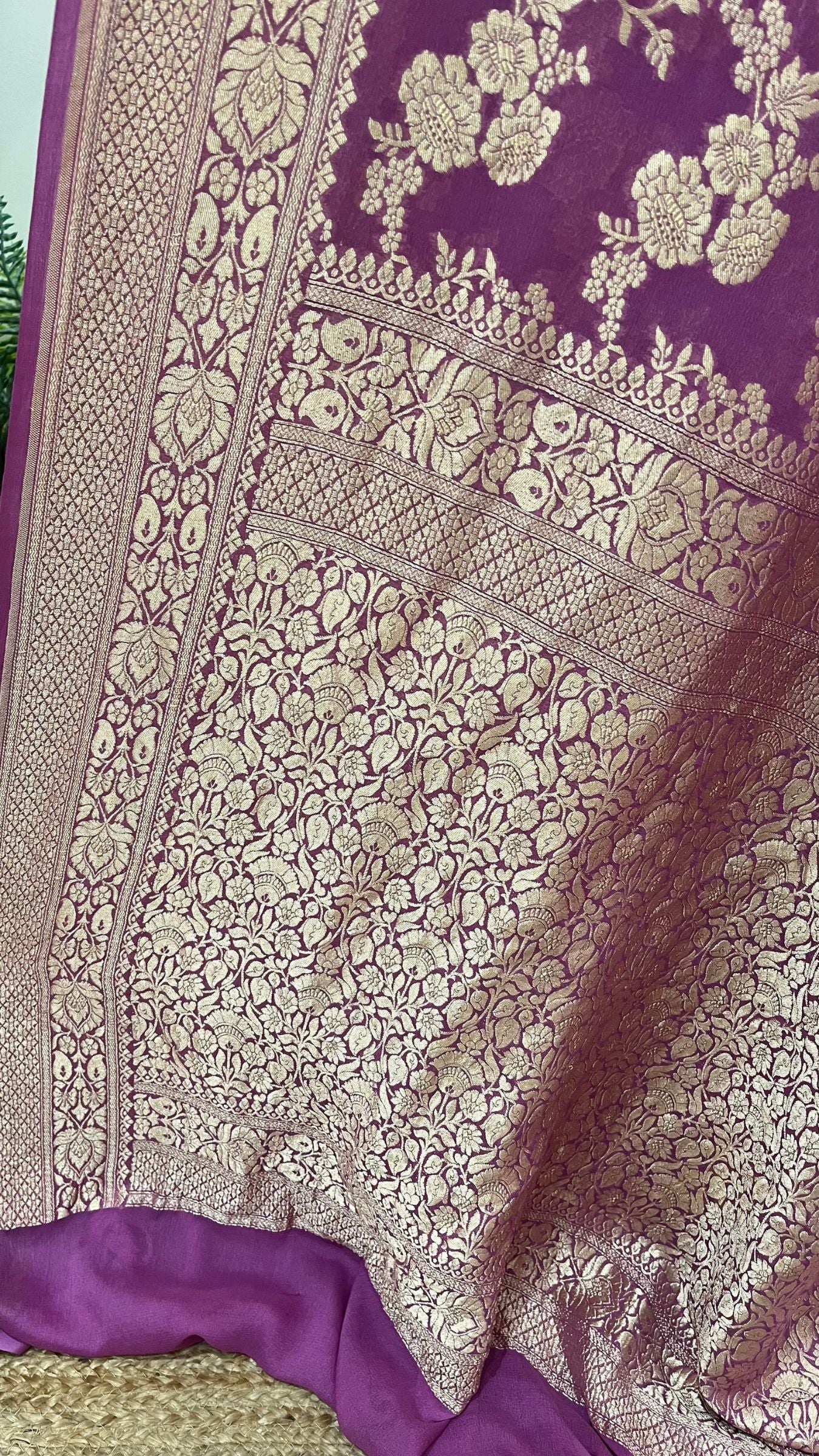 Khaddi Georgette Handloom Banarasi Saree - Water Zari