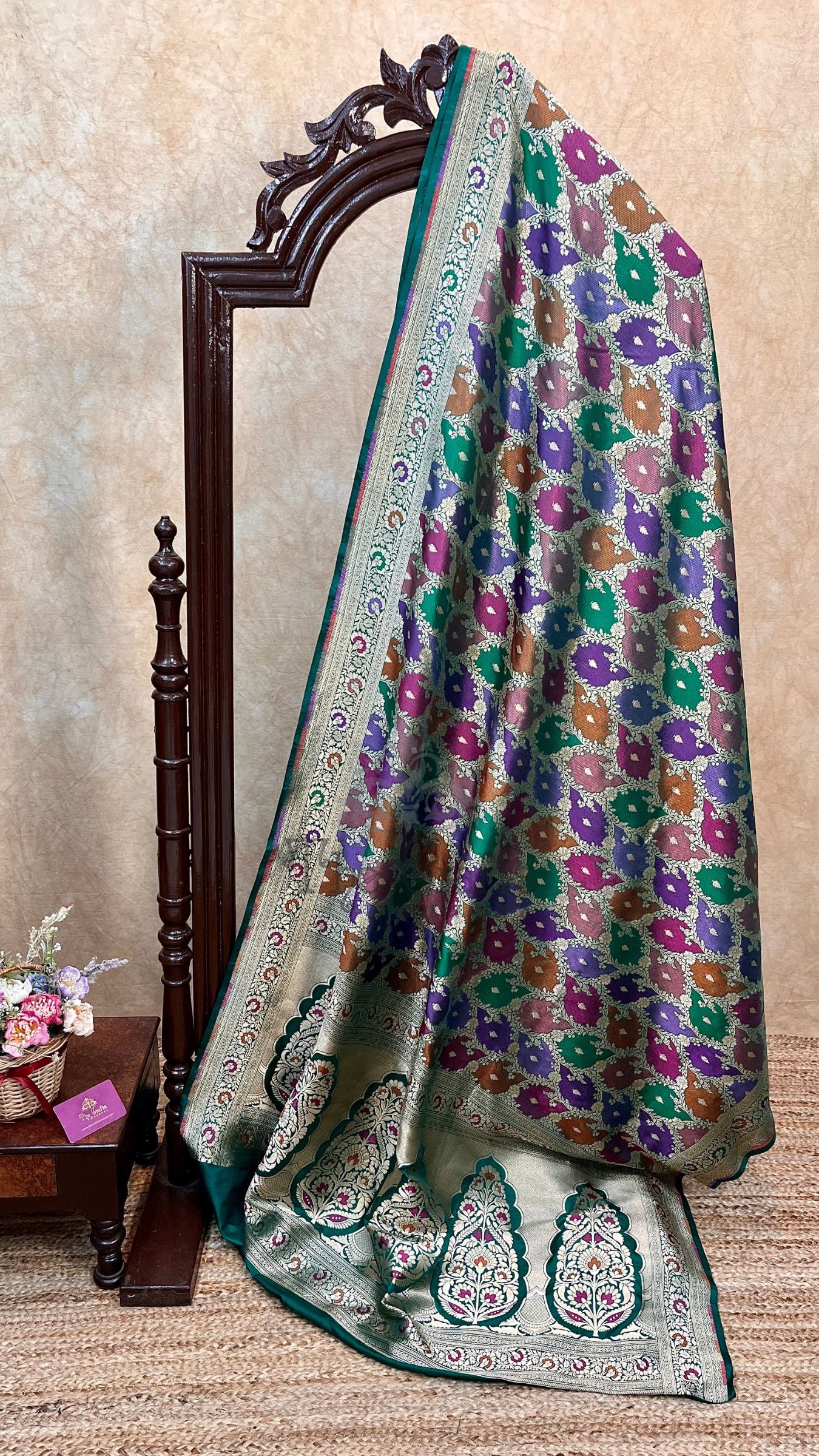 Rangkat Pure Katan Silk Handloom Banarasi Saree - All over Jaal work