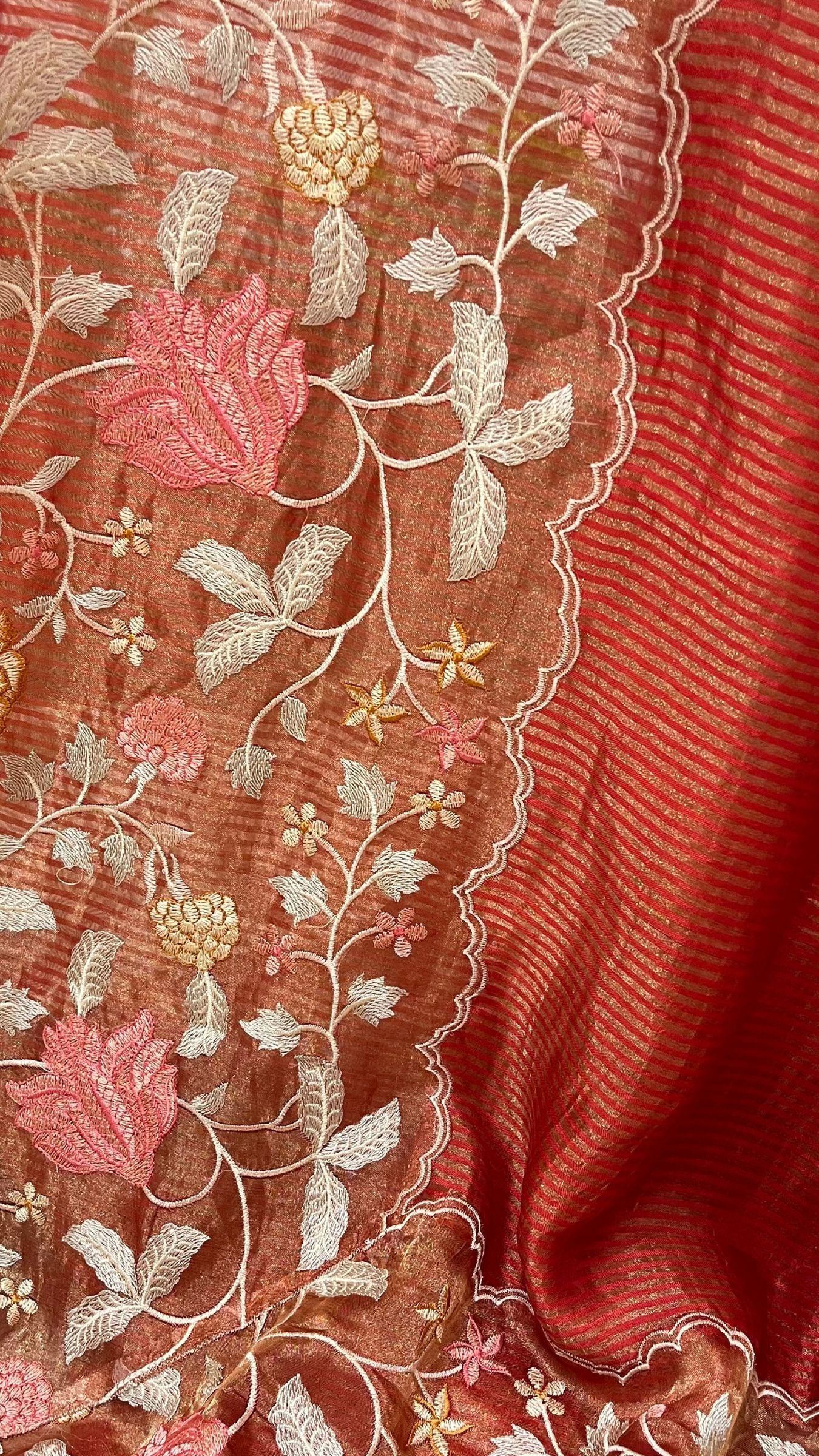 Pure Tissue Silk Banarasi Saree - with Chikankari Border