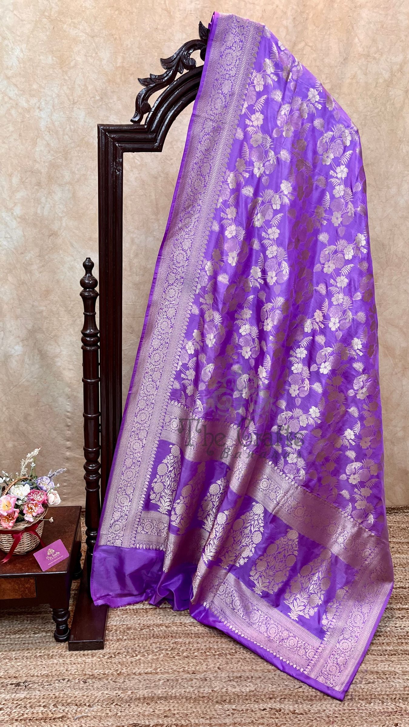 Pure Katan Silk Handloom Banarasi Saree - Jaal work