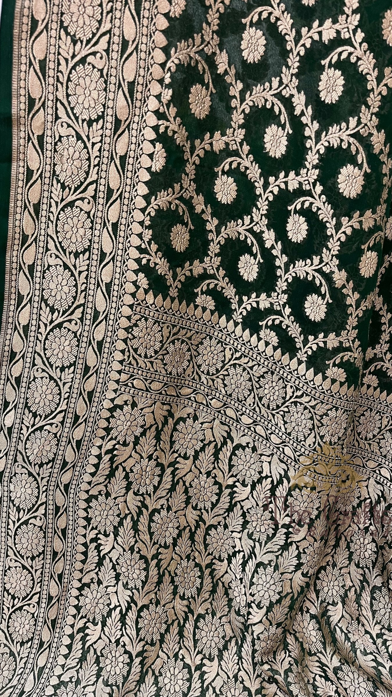 Khaddi Georgette Banarasi Saree - Gold Zari