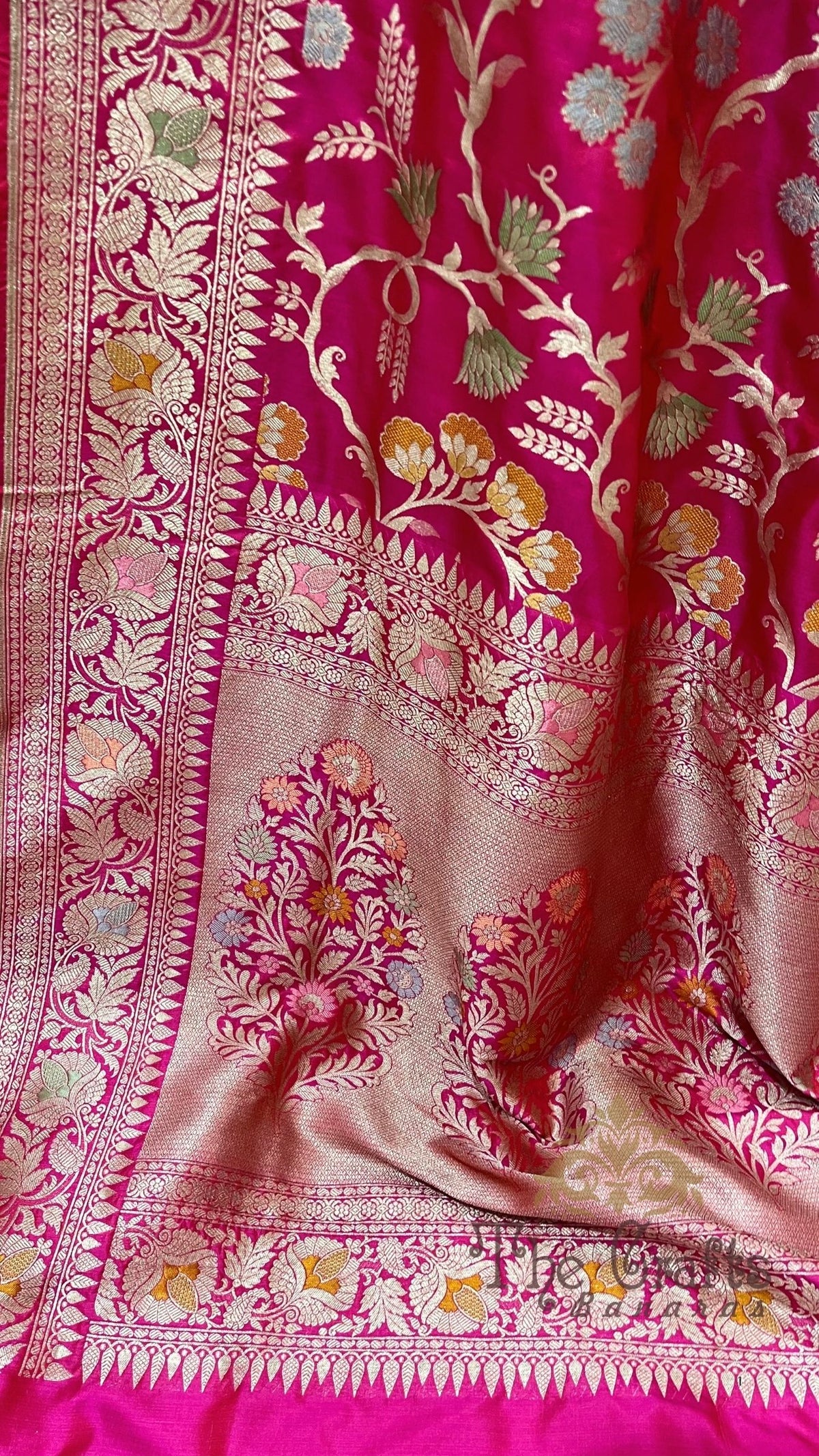 Pure Katan Silk Handloom Banarasi Saree - Jaal Work with Meenakari