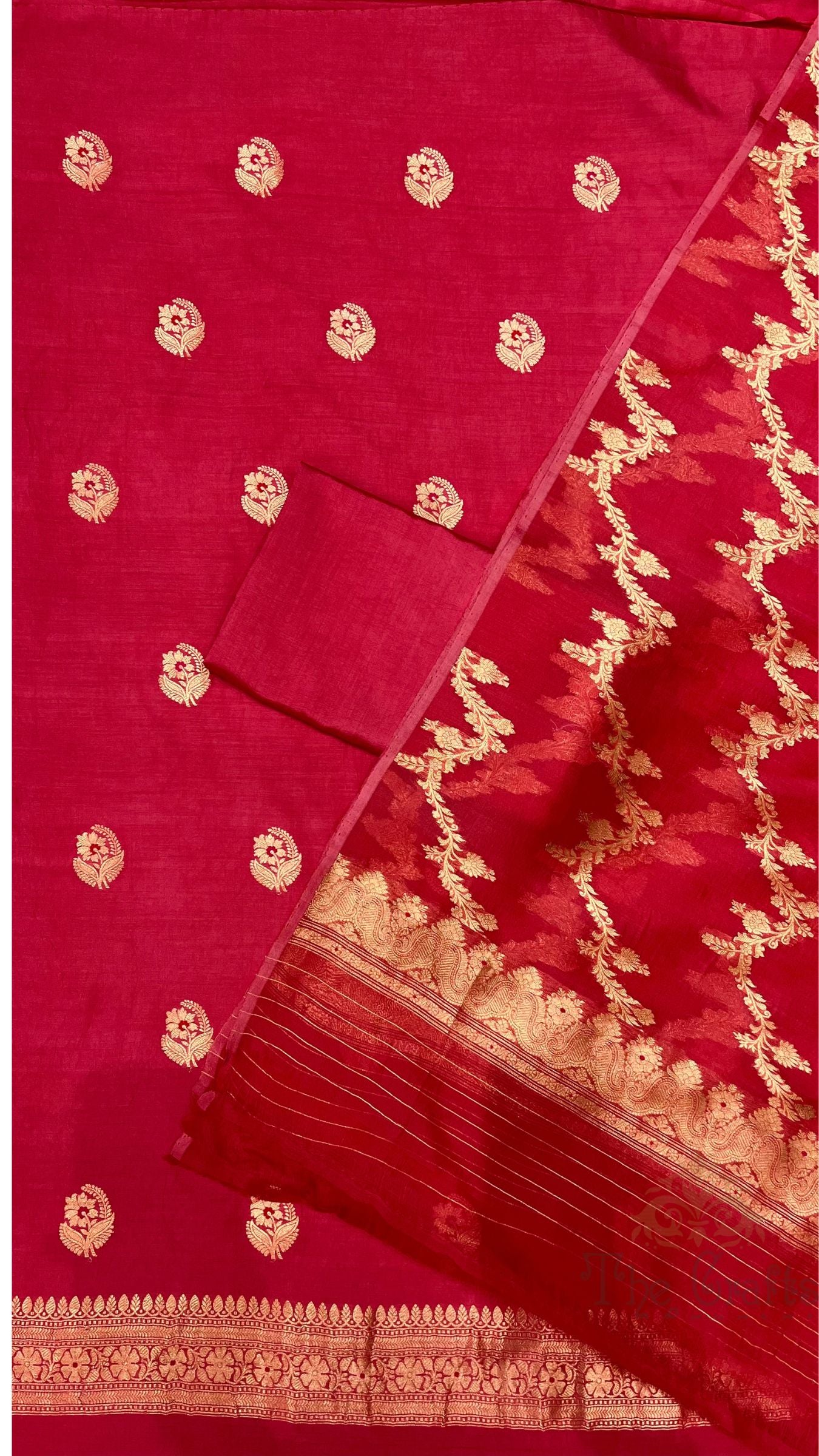 Pure Chiniya Silk Handloom Banarasi Dress Material - Meenakari