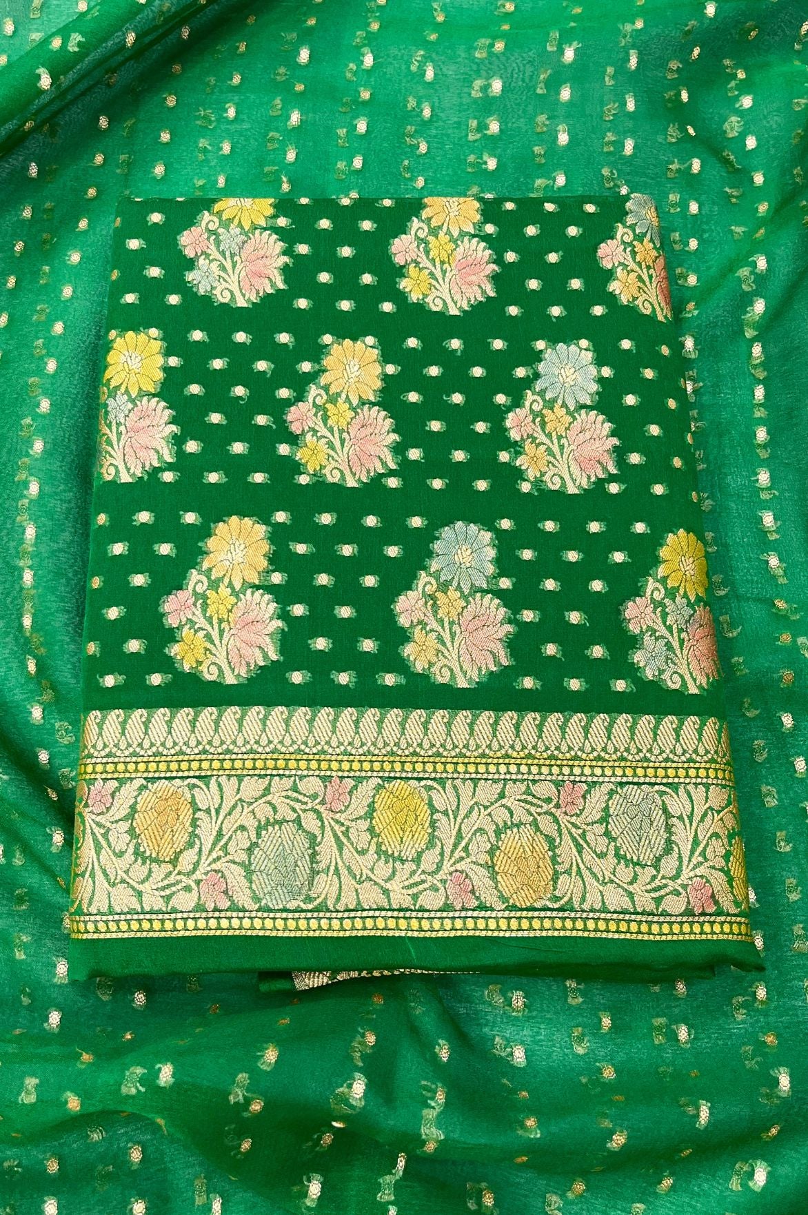 Khaddi Georgette Banarasi Dress Material