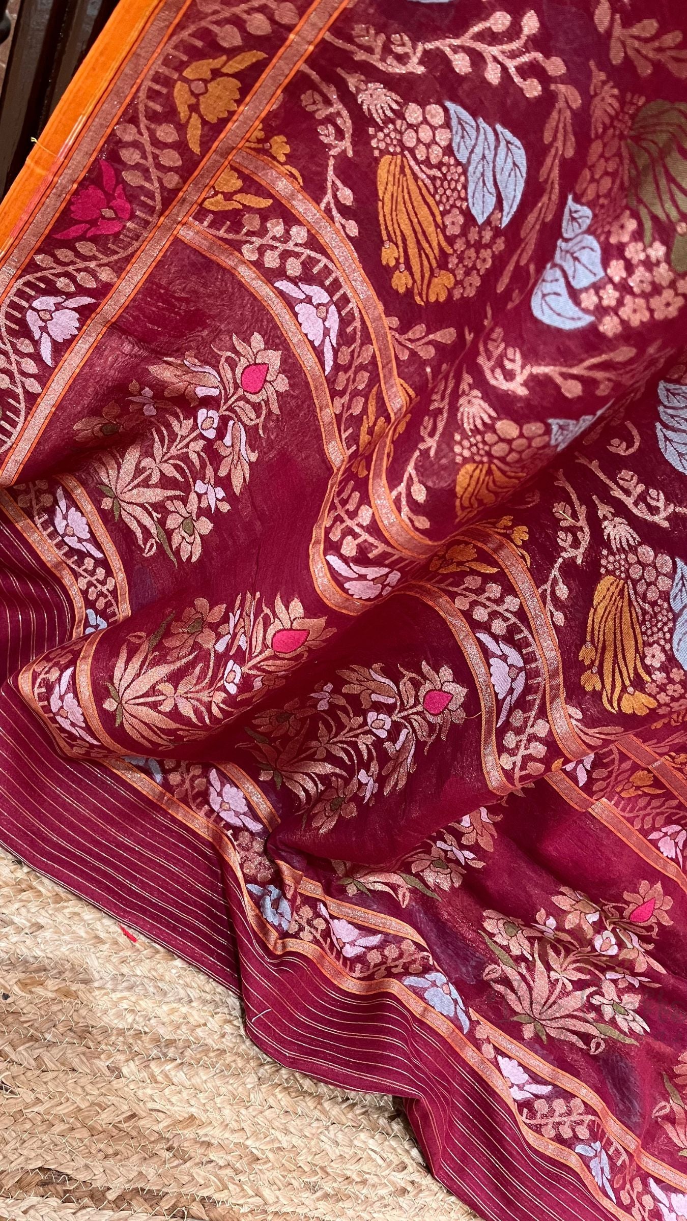 Pure Ektara Cotton Jamdani Banarasi Saree - Tilfi