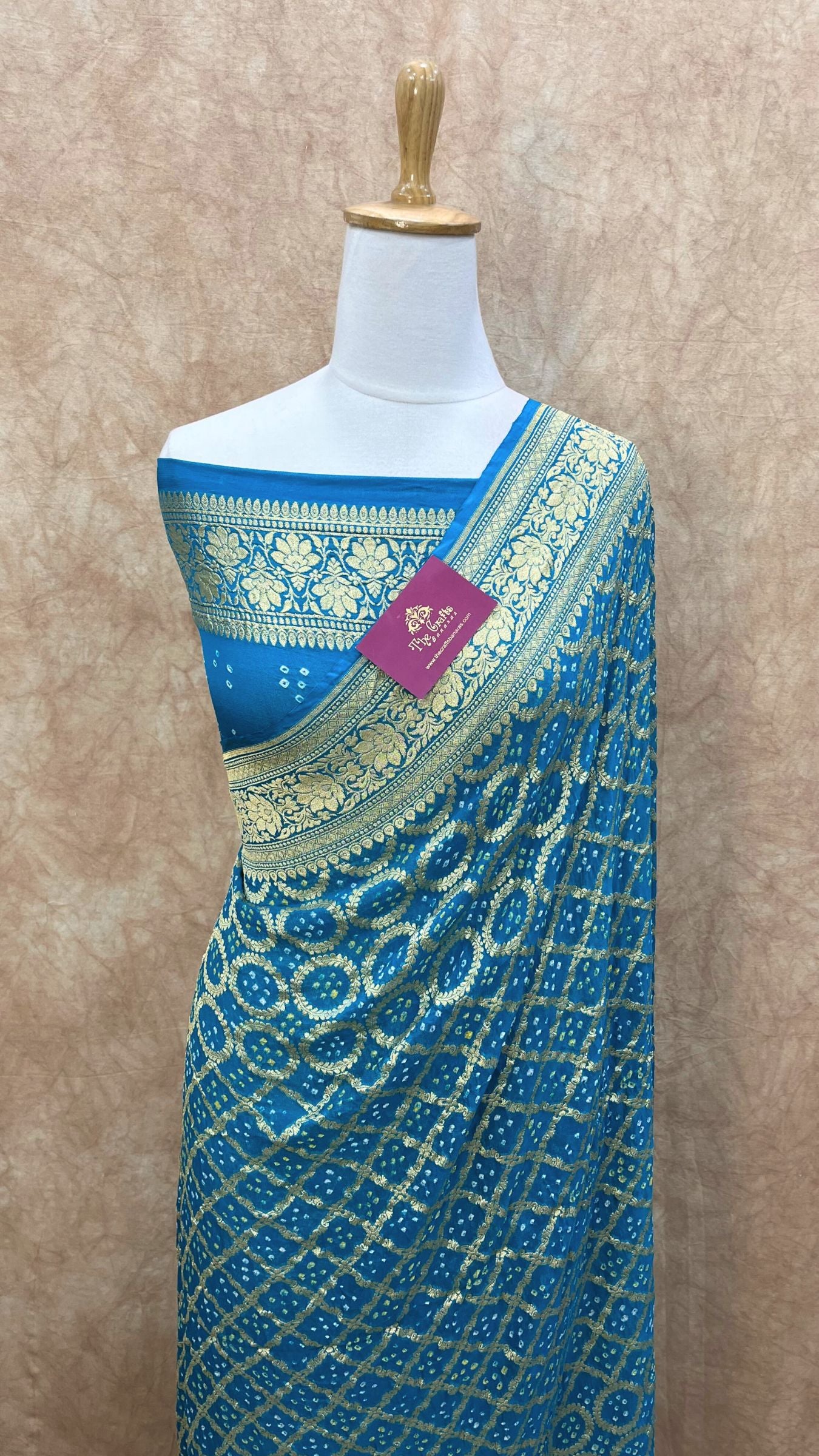 Pure Georgette Banarasi Handloom Bandhej Saree