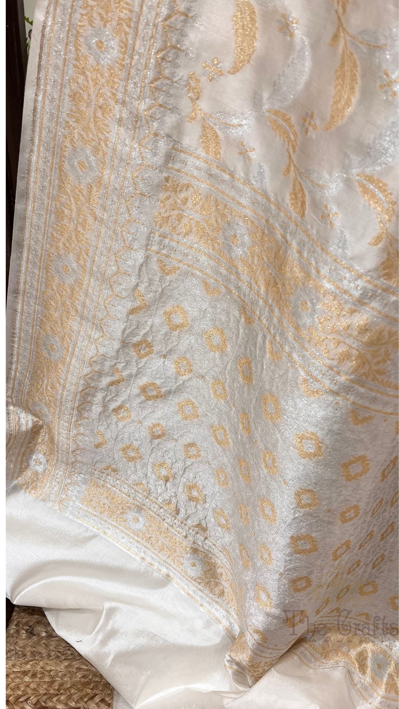 Pure Organza Silk Handloom Banarasi Saree - All over Sona Roopa Jaal work