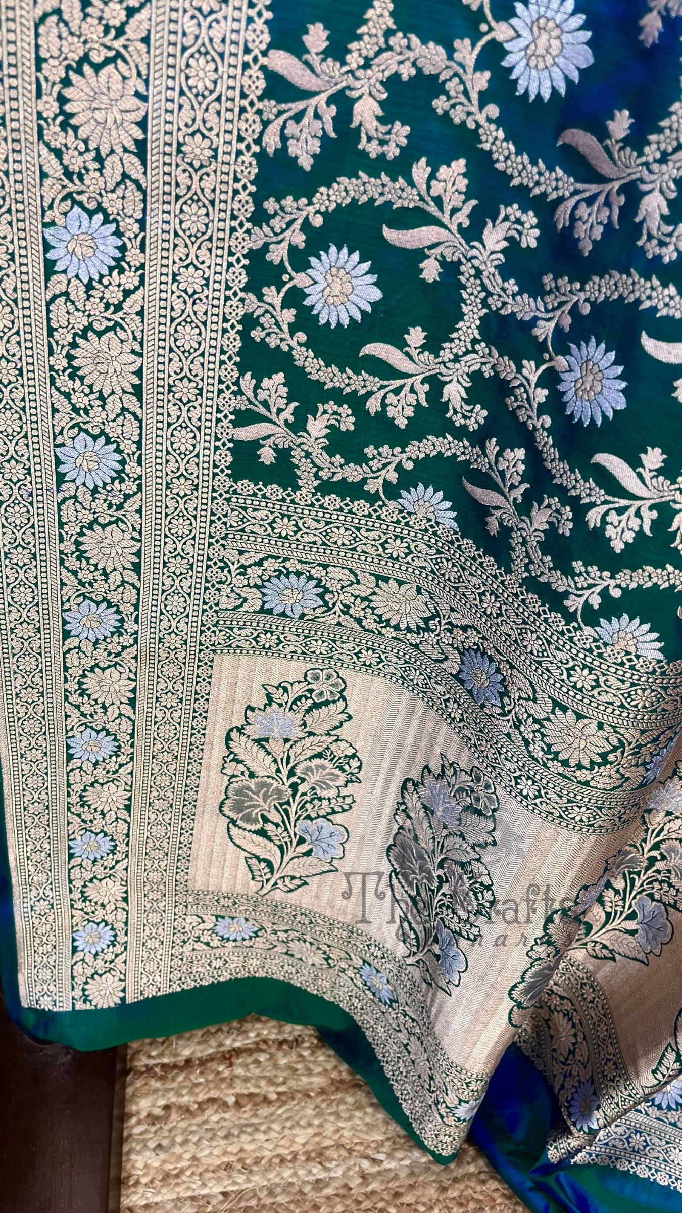 Pure Katan Silk Handloom Banarasi Saree - All over Sona Roopa Jaal work