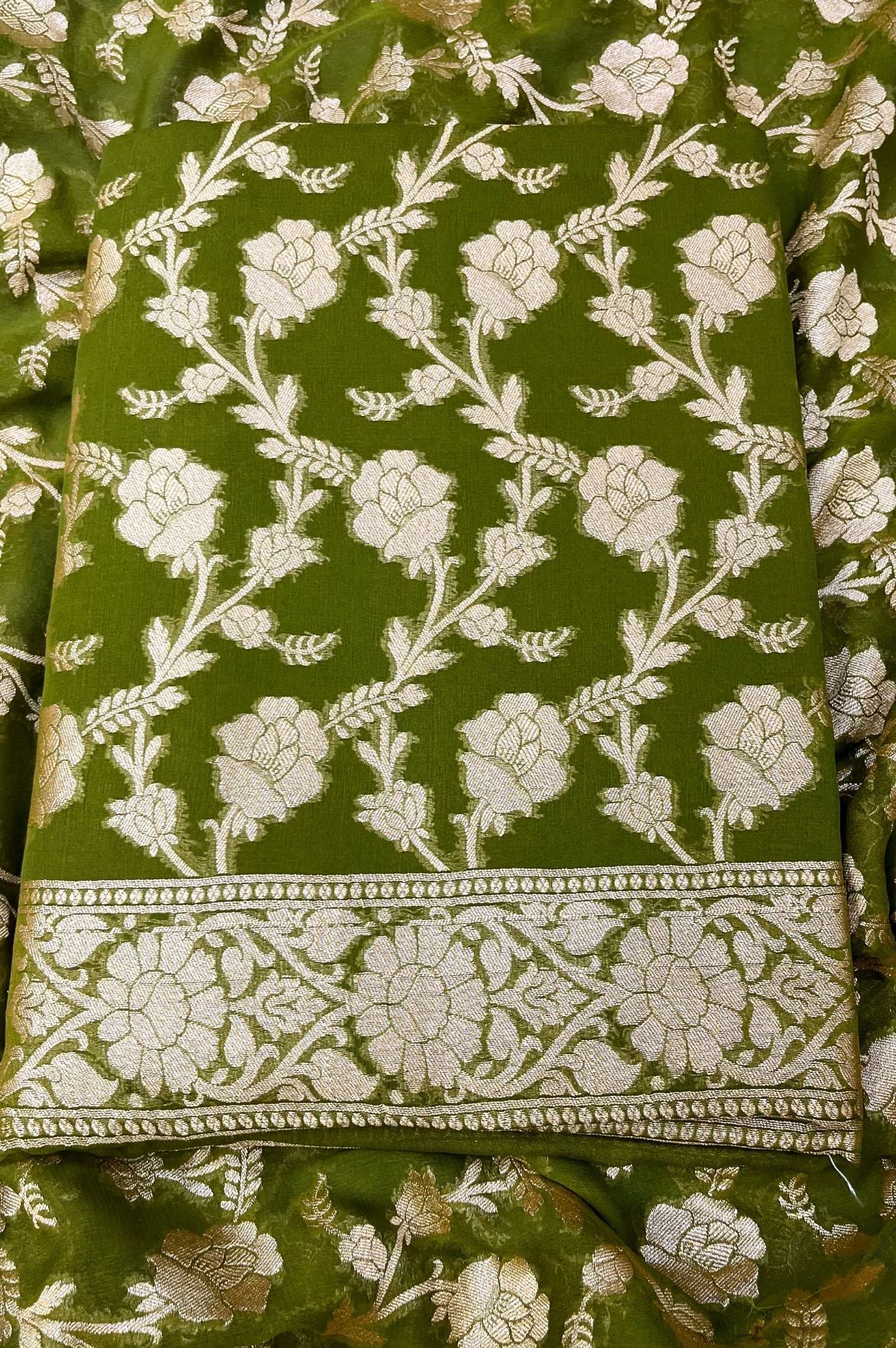 Khaddi Georgette Banarasi Dress Material