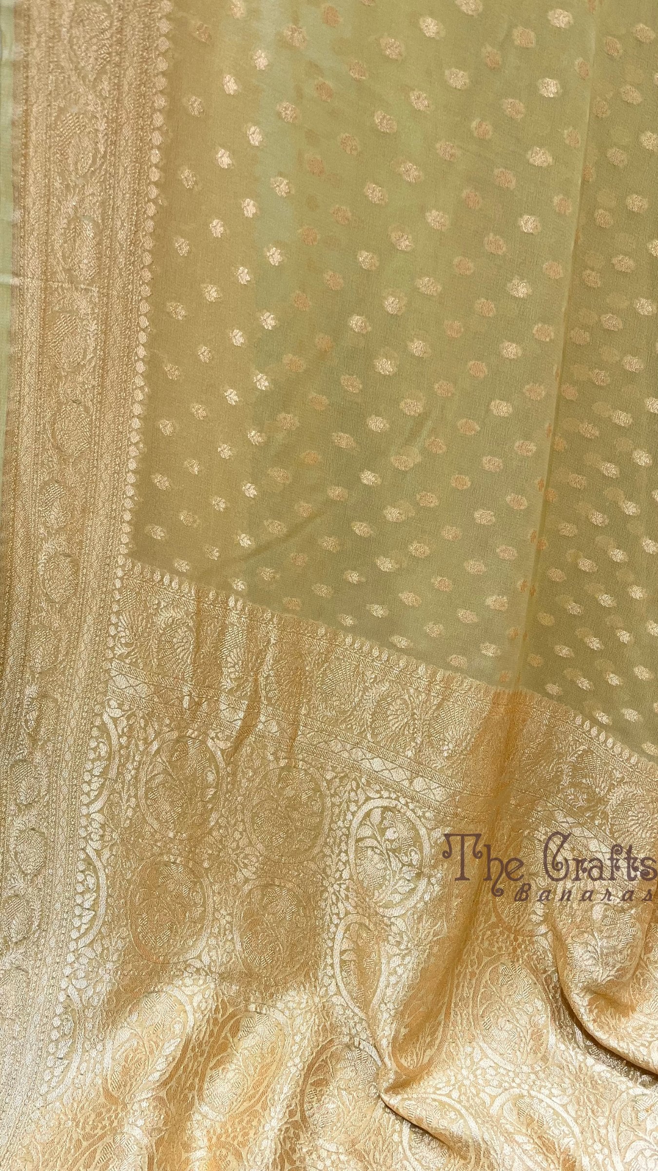 Khaddi Georgette Banarasi Saree - Gold Zari