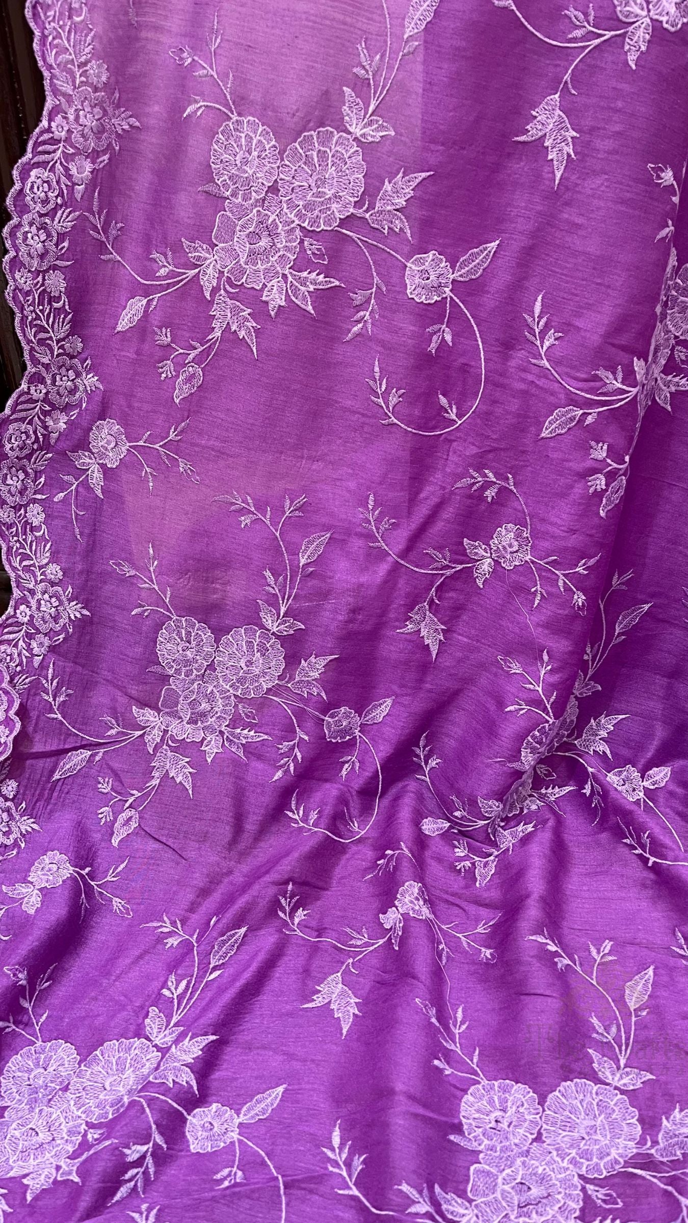 Pure Munga Silk Handloom Banarasi Saree - Chikankari all over