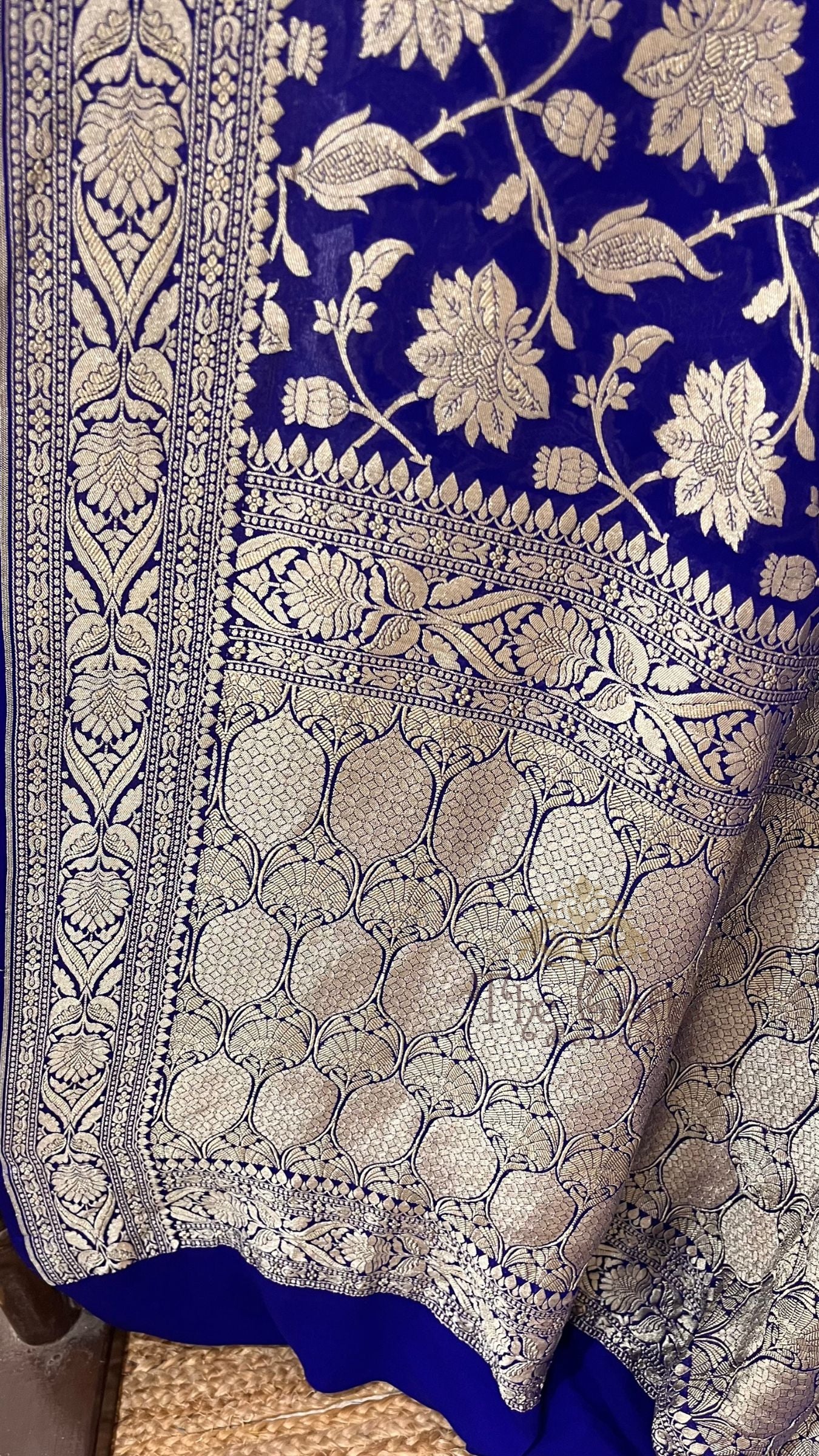 Khaddi Georgette Banarasi Saree - Water Zari