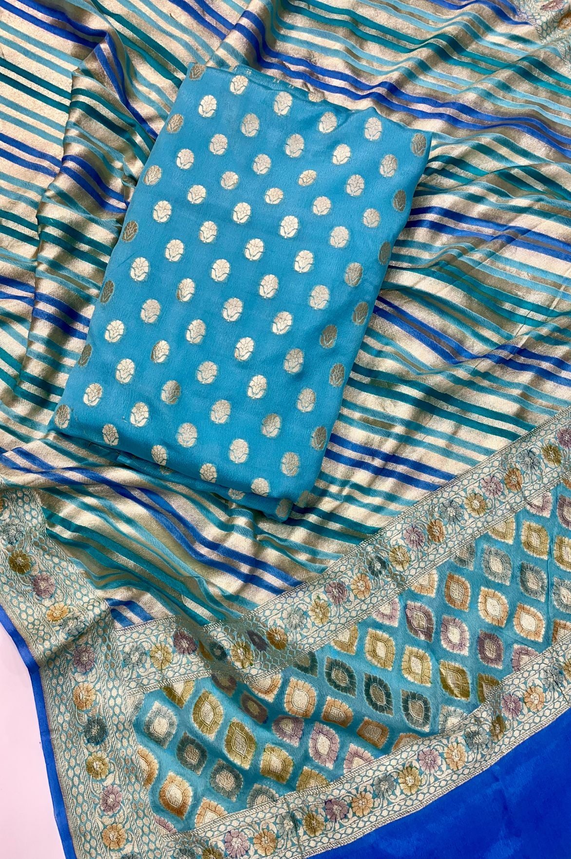 Khaddi Georgette Banarasi Dress Material
