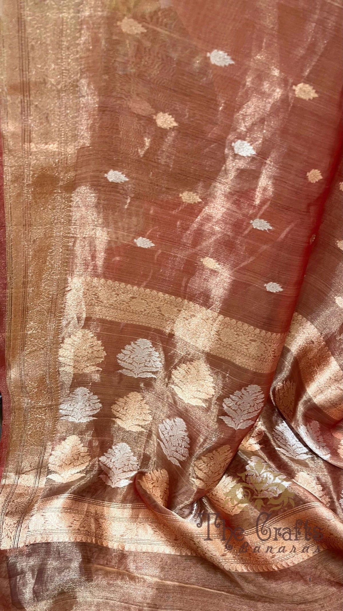 Pure Kora Tissue Silk Handloom Banarasi Saree- Kadhua Motifs