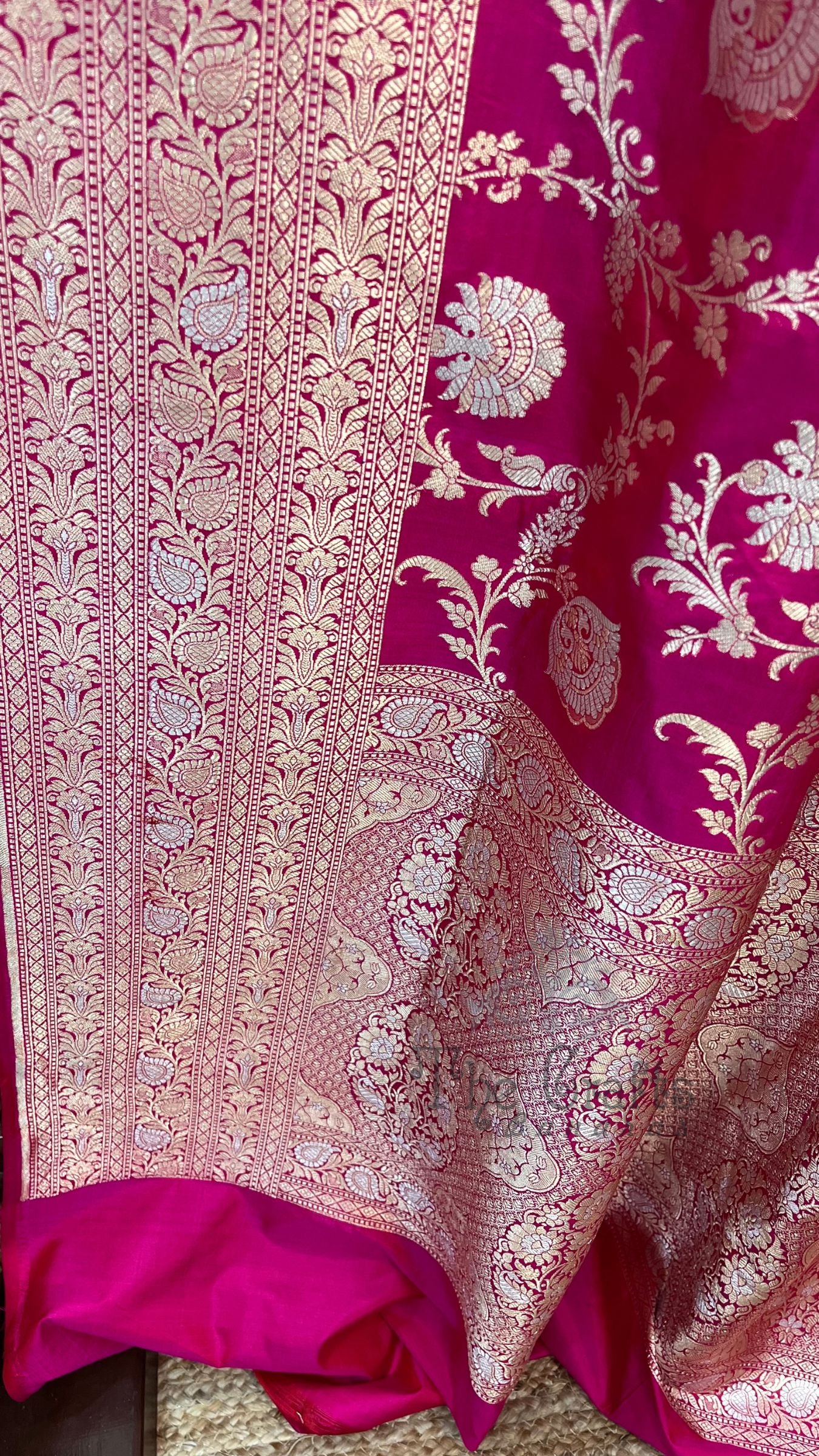 Pure Katan Silk Handloom Banarasi Saree - All over Sona Roopa Jaal work