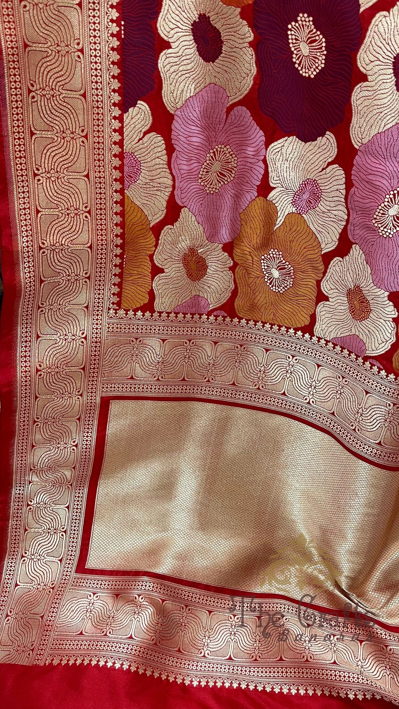 Pure Katan Silk Handloom Banarasi Saree - Multi Meenakari Floral Jaal