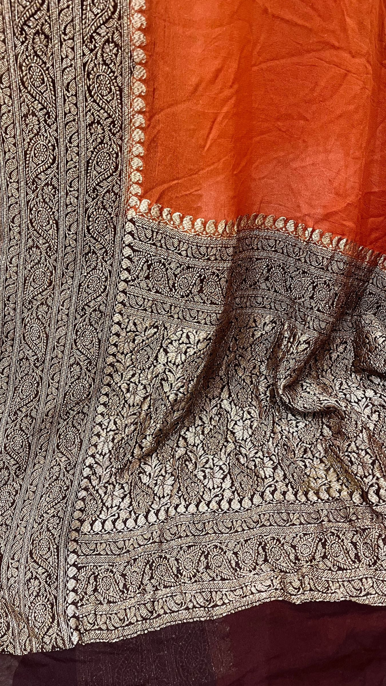 Khaddi Georgette Banarasi Saree - Antique Zari