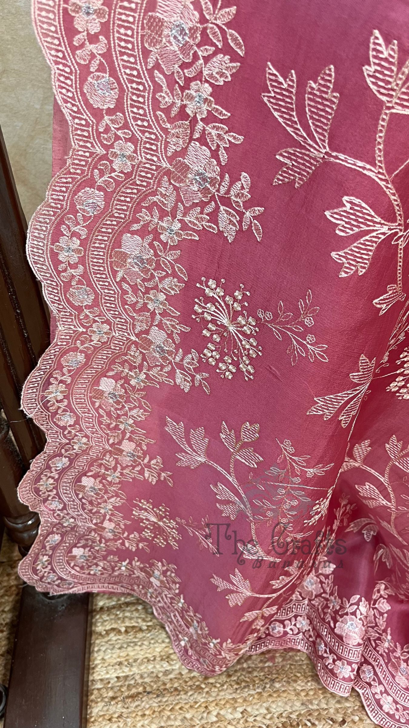 Pure Organza Silk Chikankari Handloom Banarasi Saree