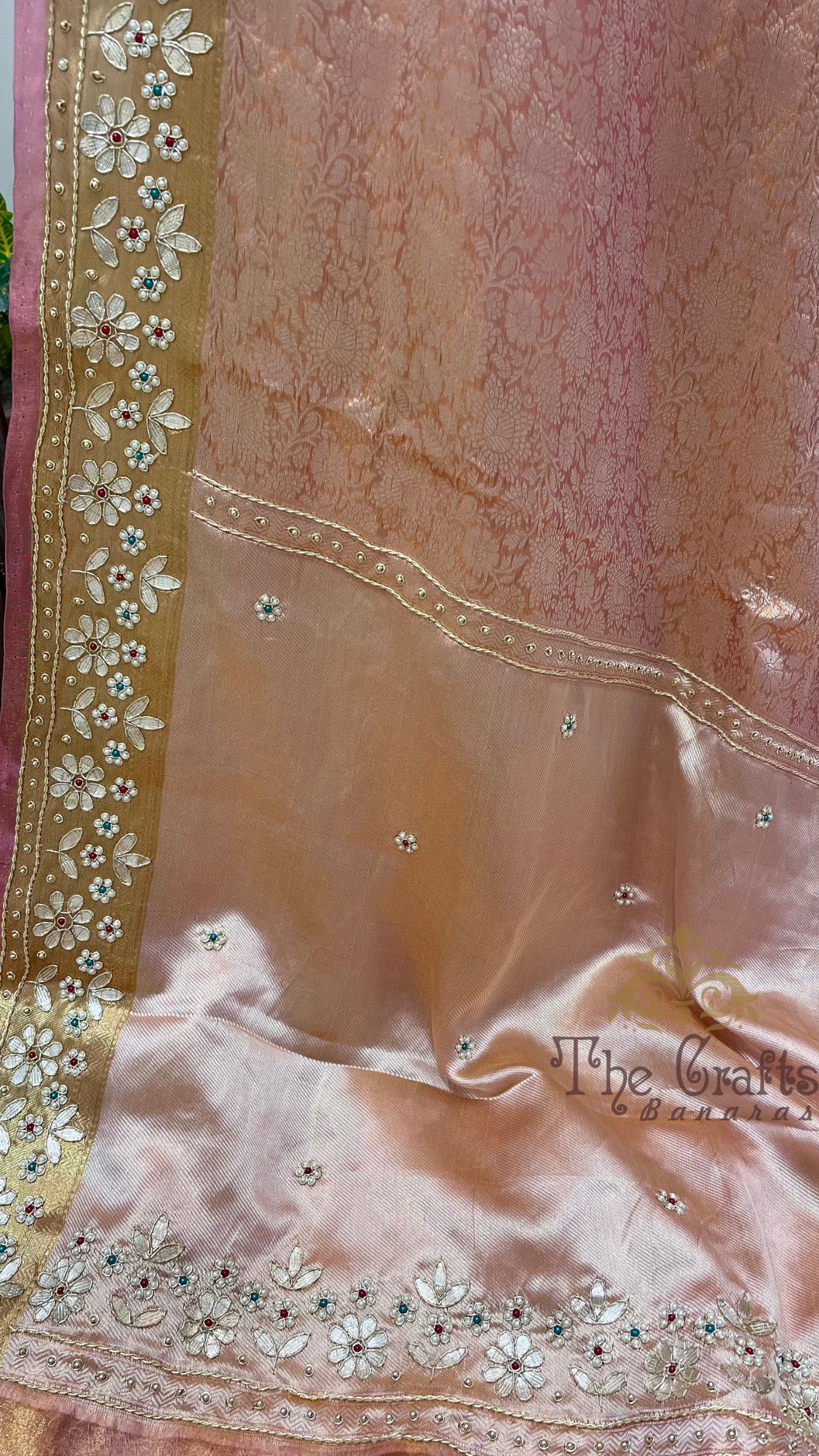 Pure Tissue Brocade Banarasi Saree - with Gota Patti, Cut Dana & Zardozi Handwork