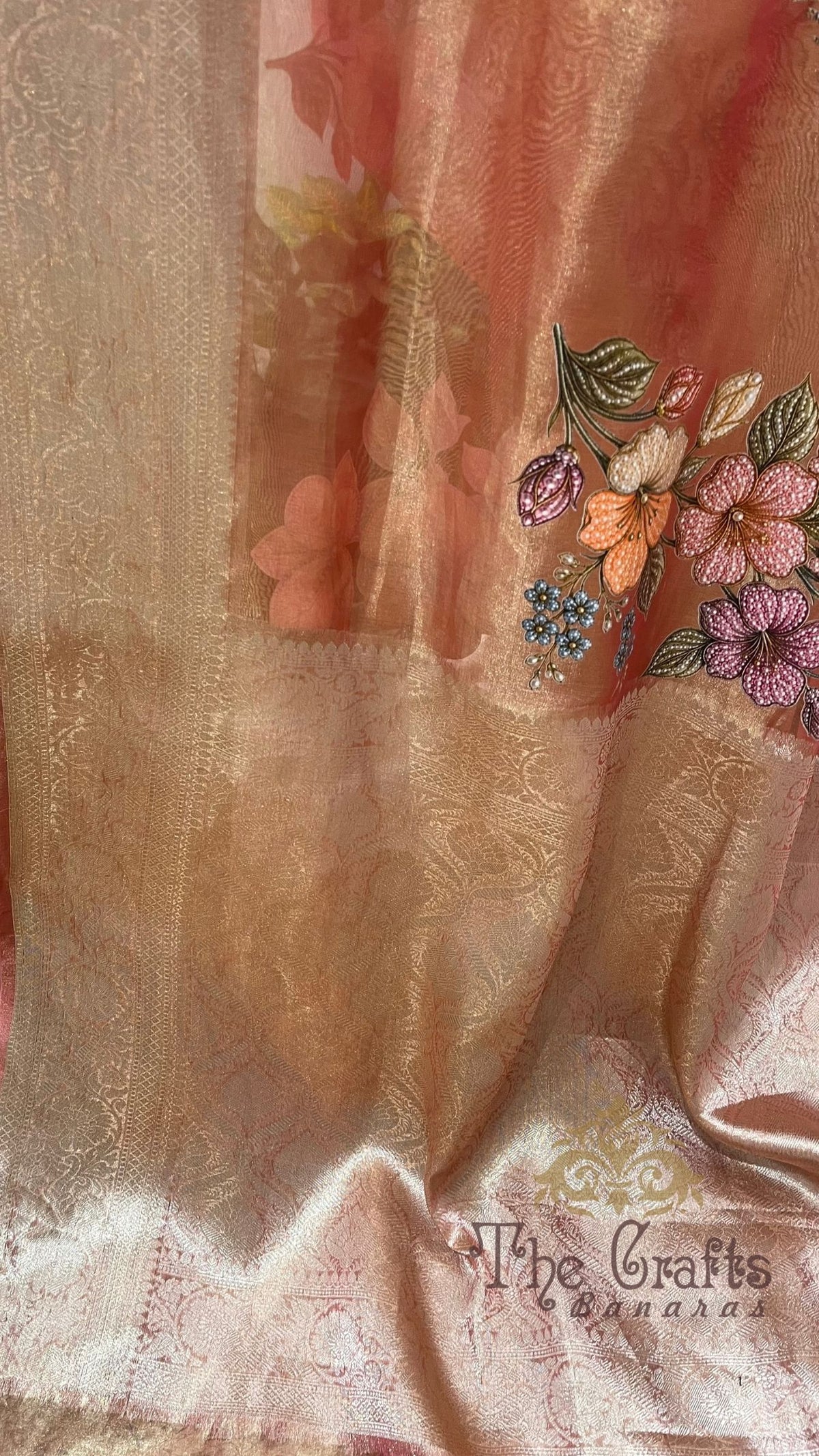 Pure Kora  Tissue Silk Banarasi Saree - with Digital Print
