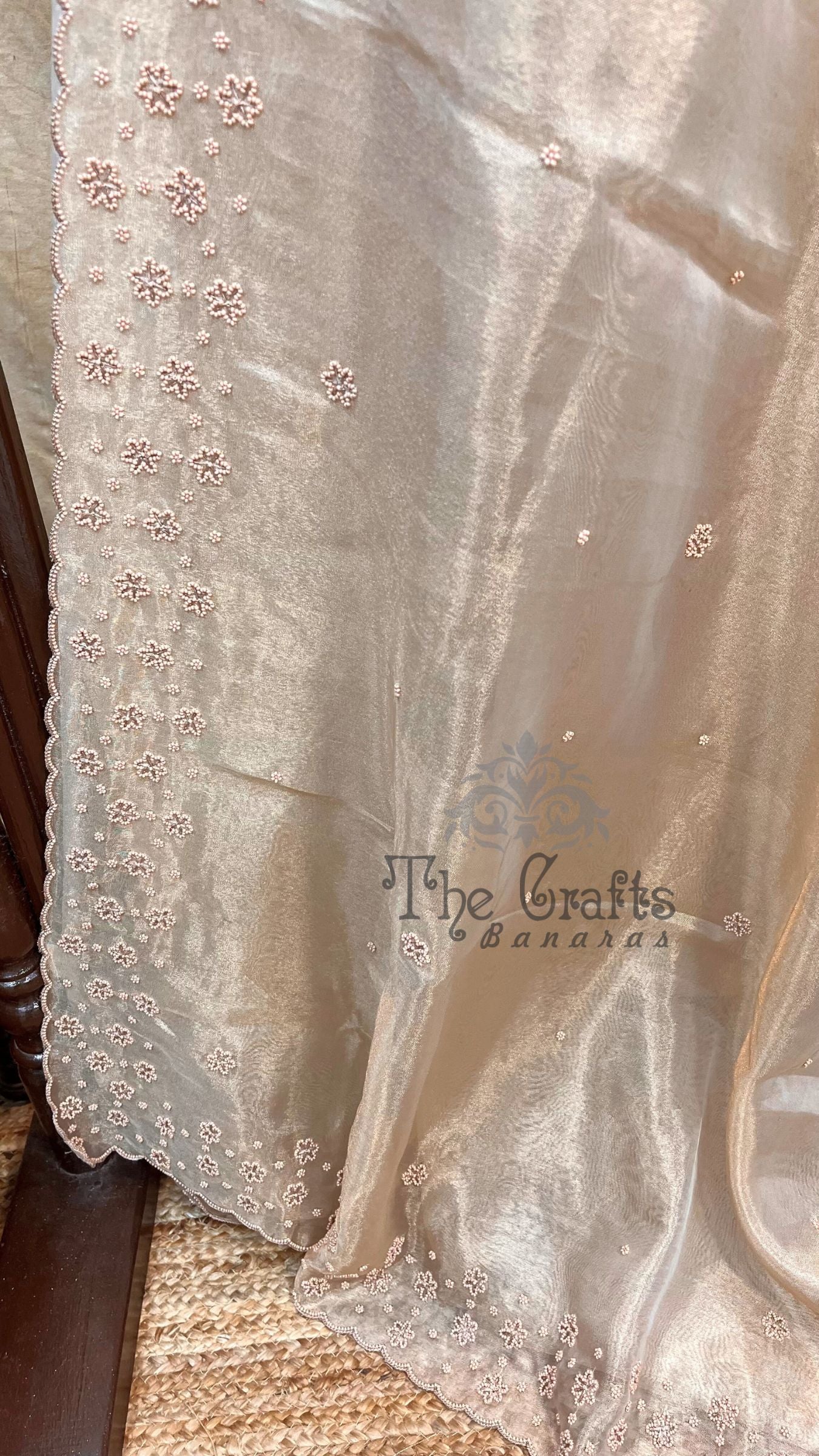Pure Kora Tissue Silk Banarasi Saree - handwork motifs