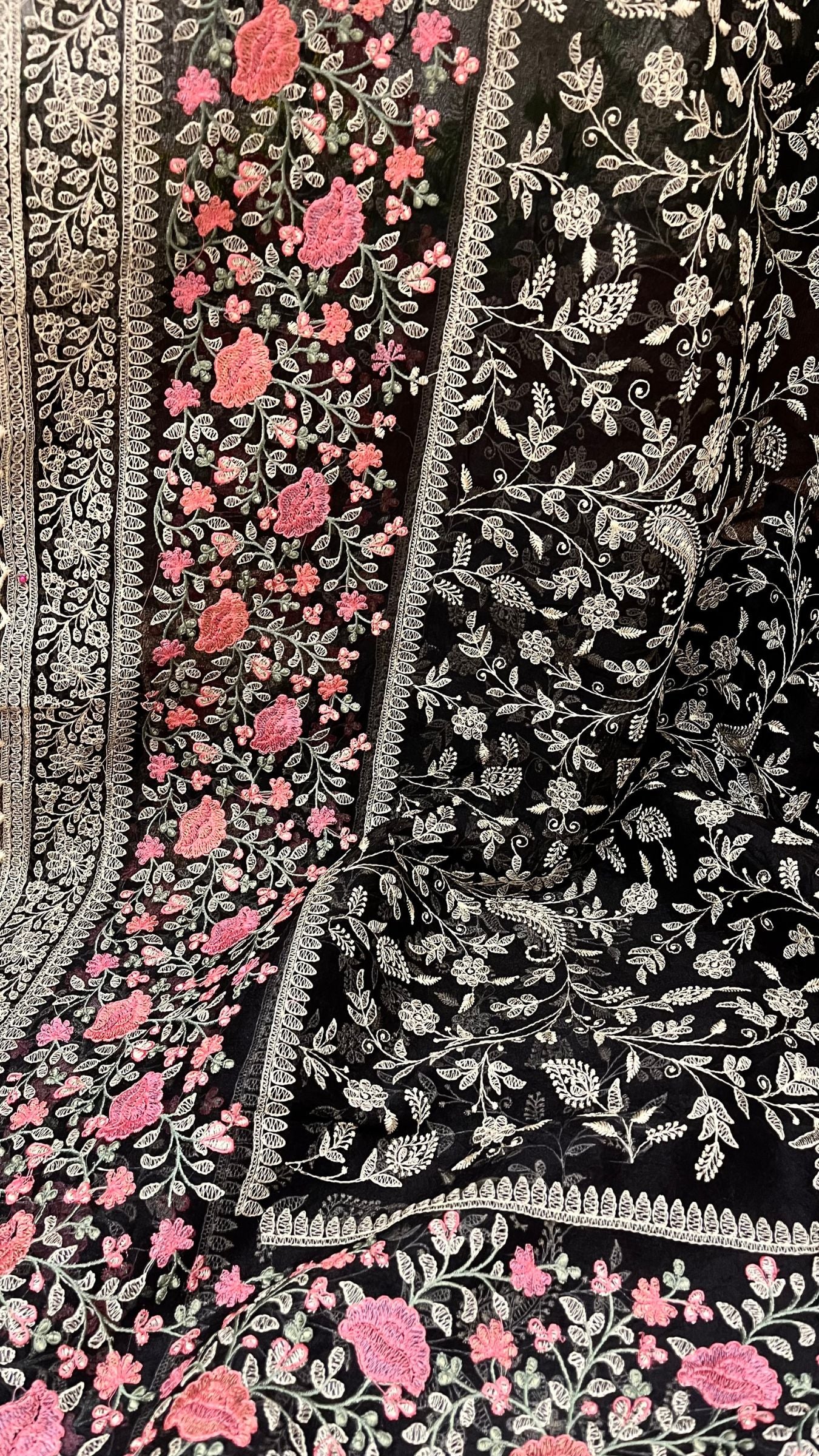 Pure Organza Silk Chikankari Handloom Banarasi Saree