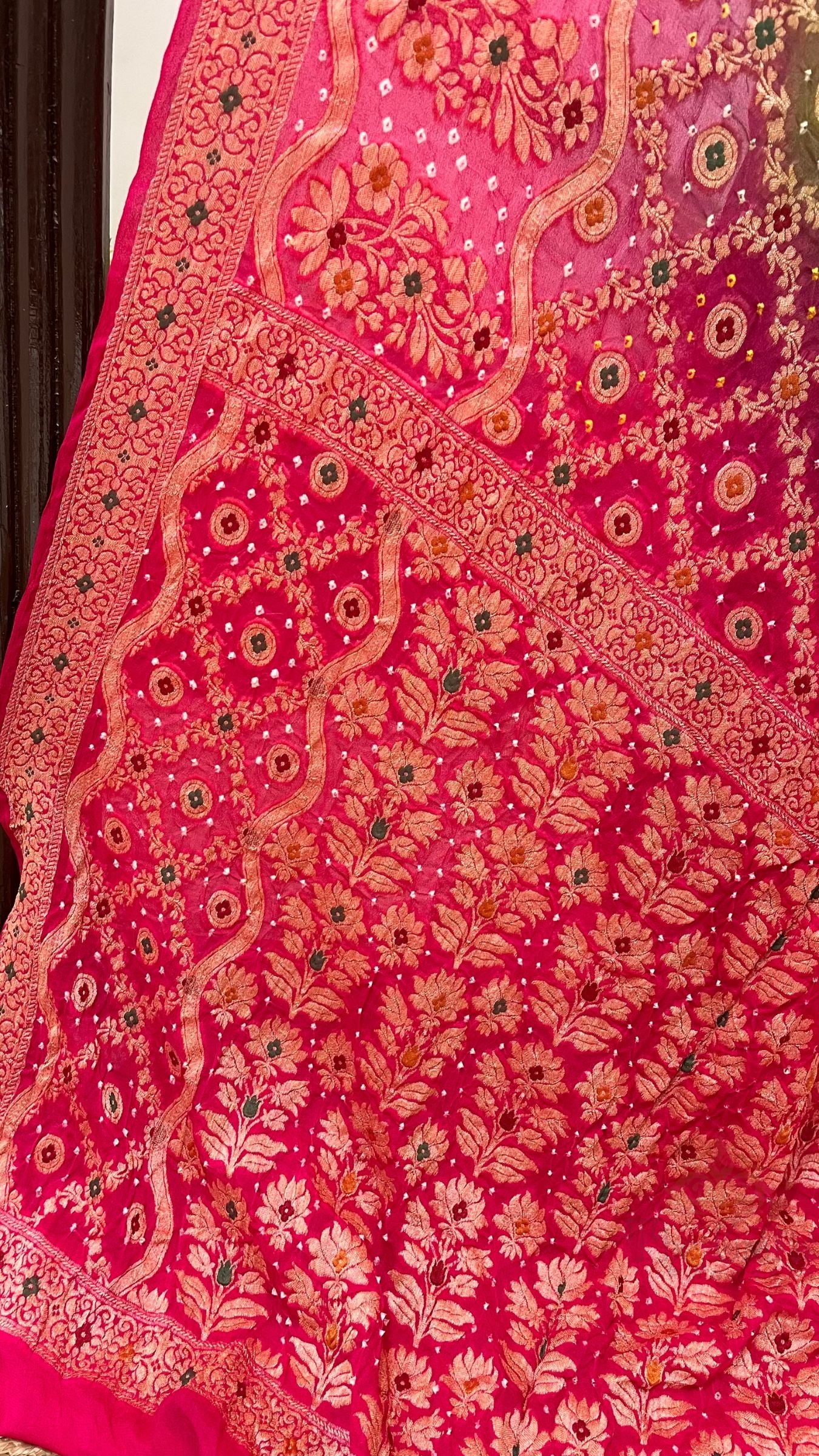 Pure Chiffon Banarasi Handloom Bandhej Saree