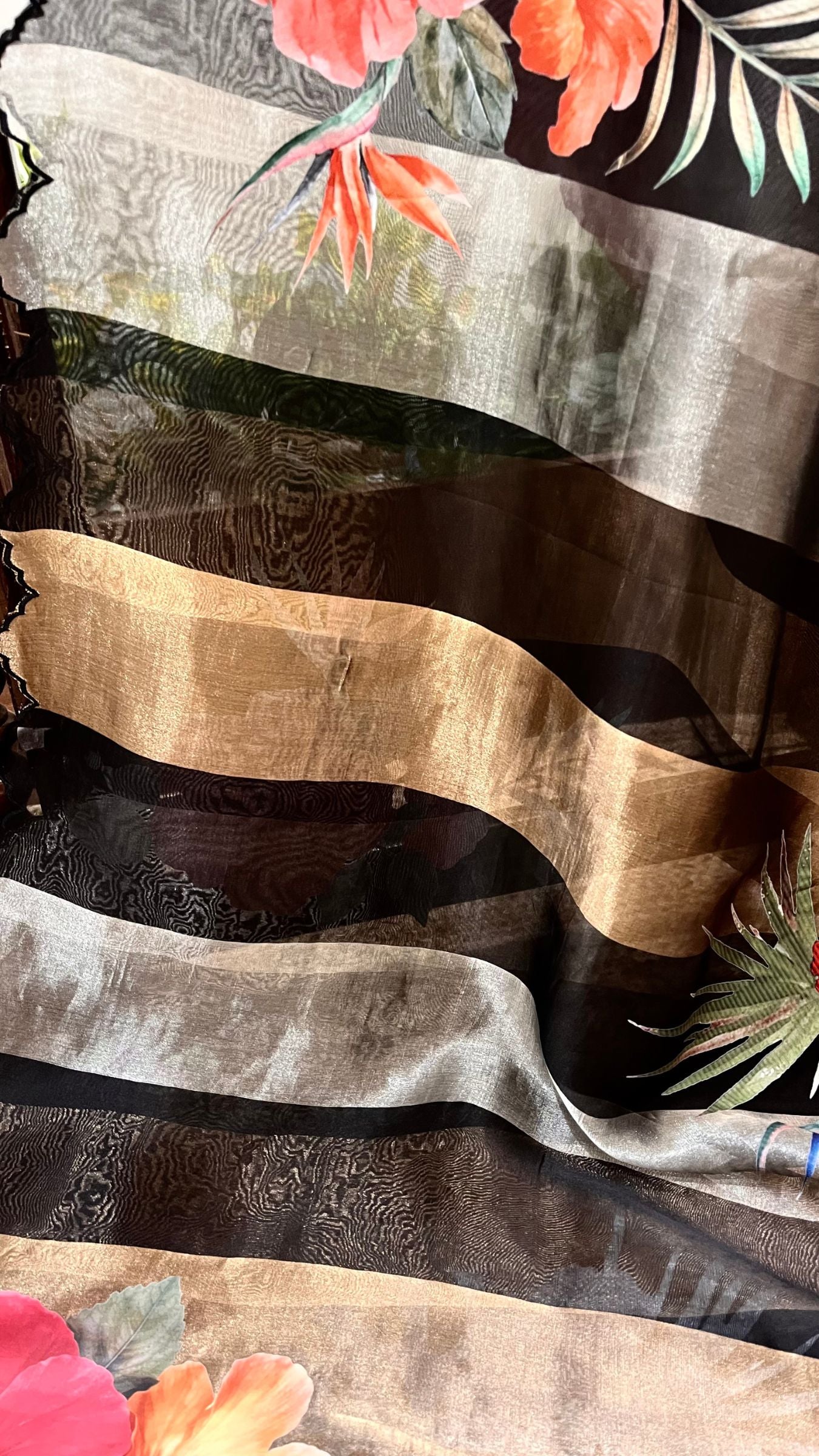 Pure Kora  Tissue Silk Banarasi Saree - with Digital Print