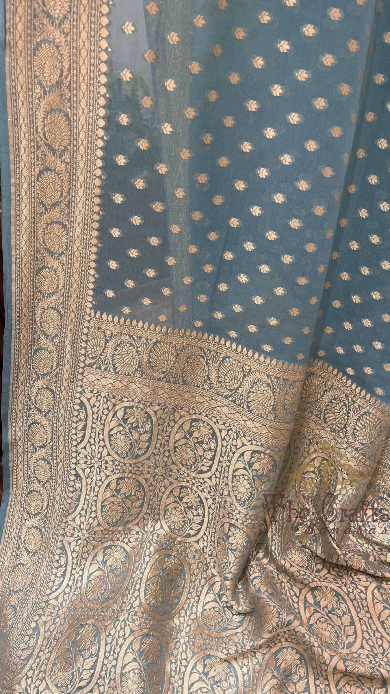 Khaddi Georgette Banarasi Saree - Gold Zari