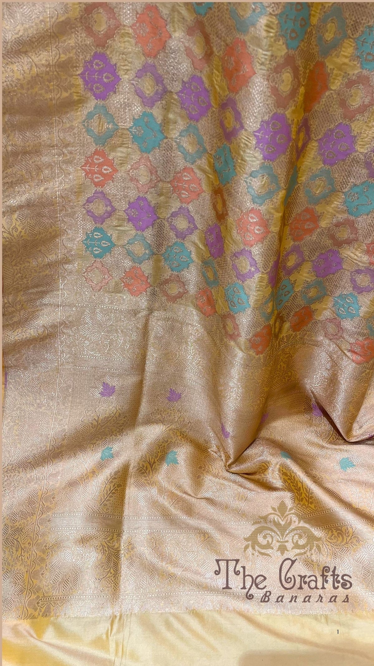 Rangkat Pure Katan Silk Handloom Banarasi Saree - Jaal work with meenakari