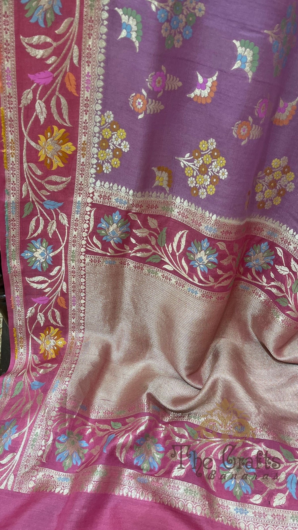 Tussar Georgette Handloom Banarasi Saree - Jaal with Meenakari