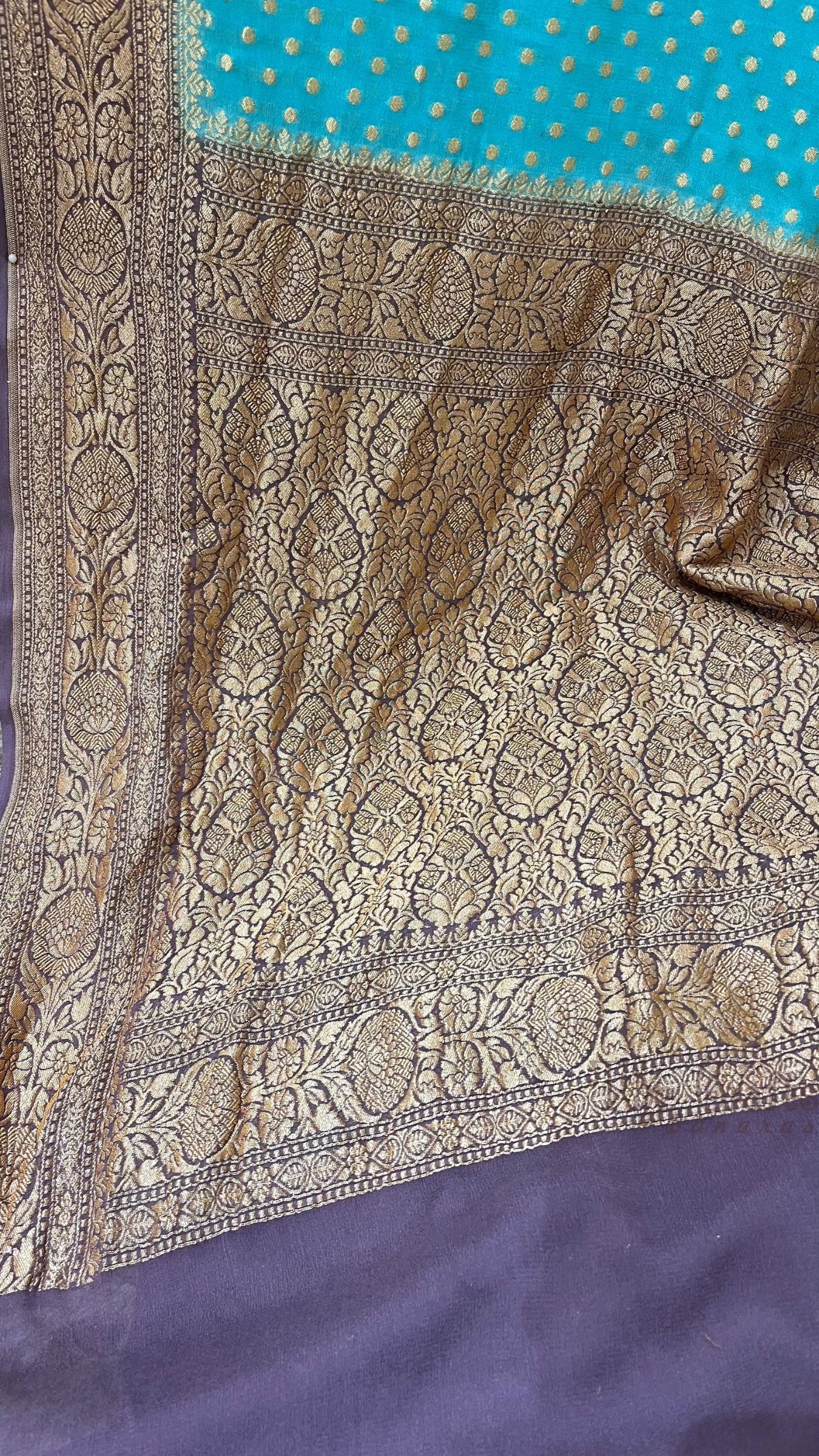 Khaddi Georgette Banarasi Saree - Gold Zari