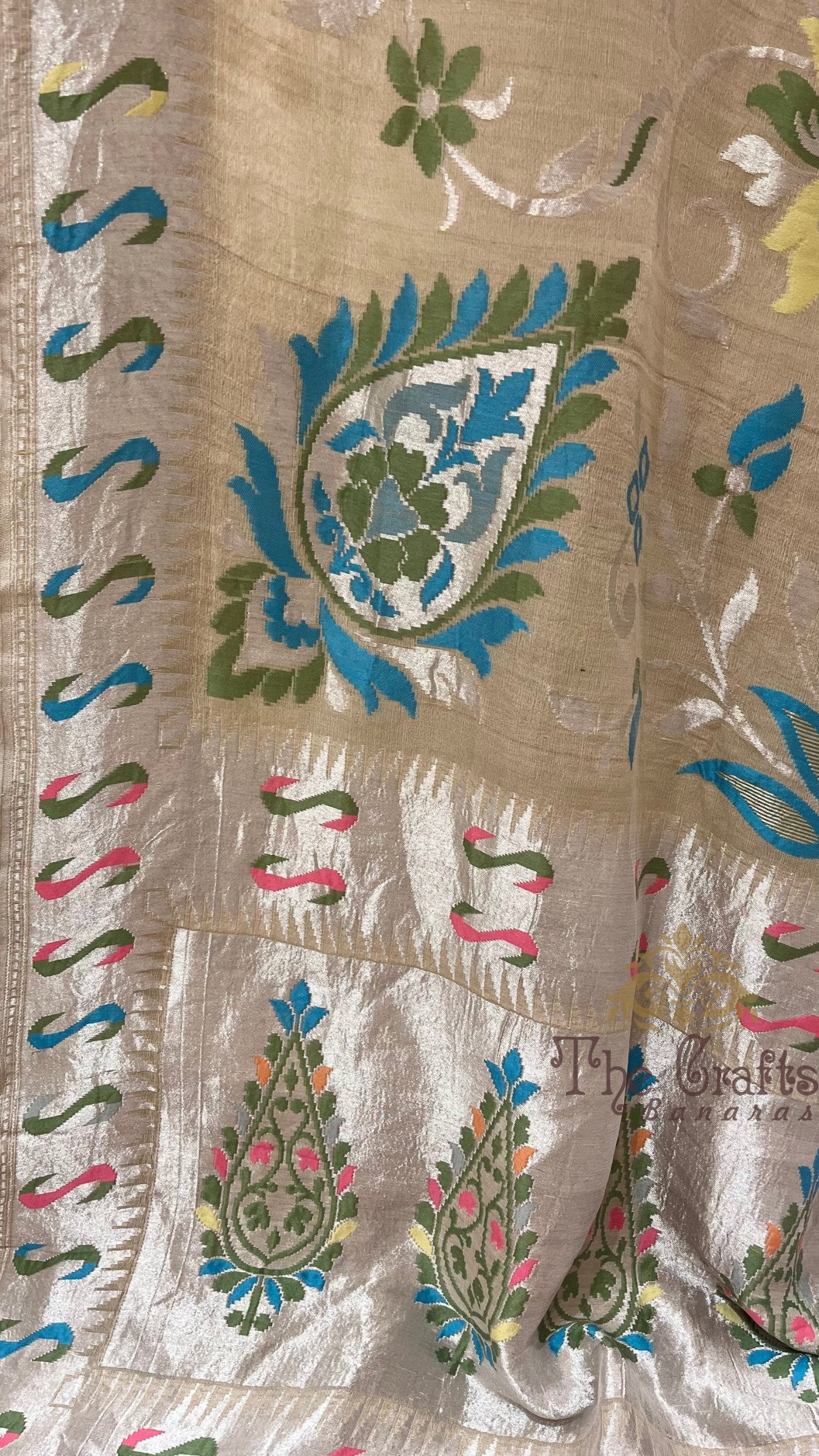 Tussar Georgette Handloom Banarasi Saree - Meenakari