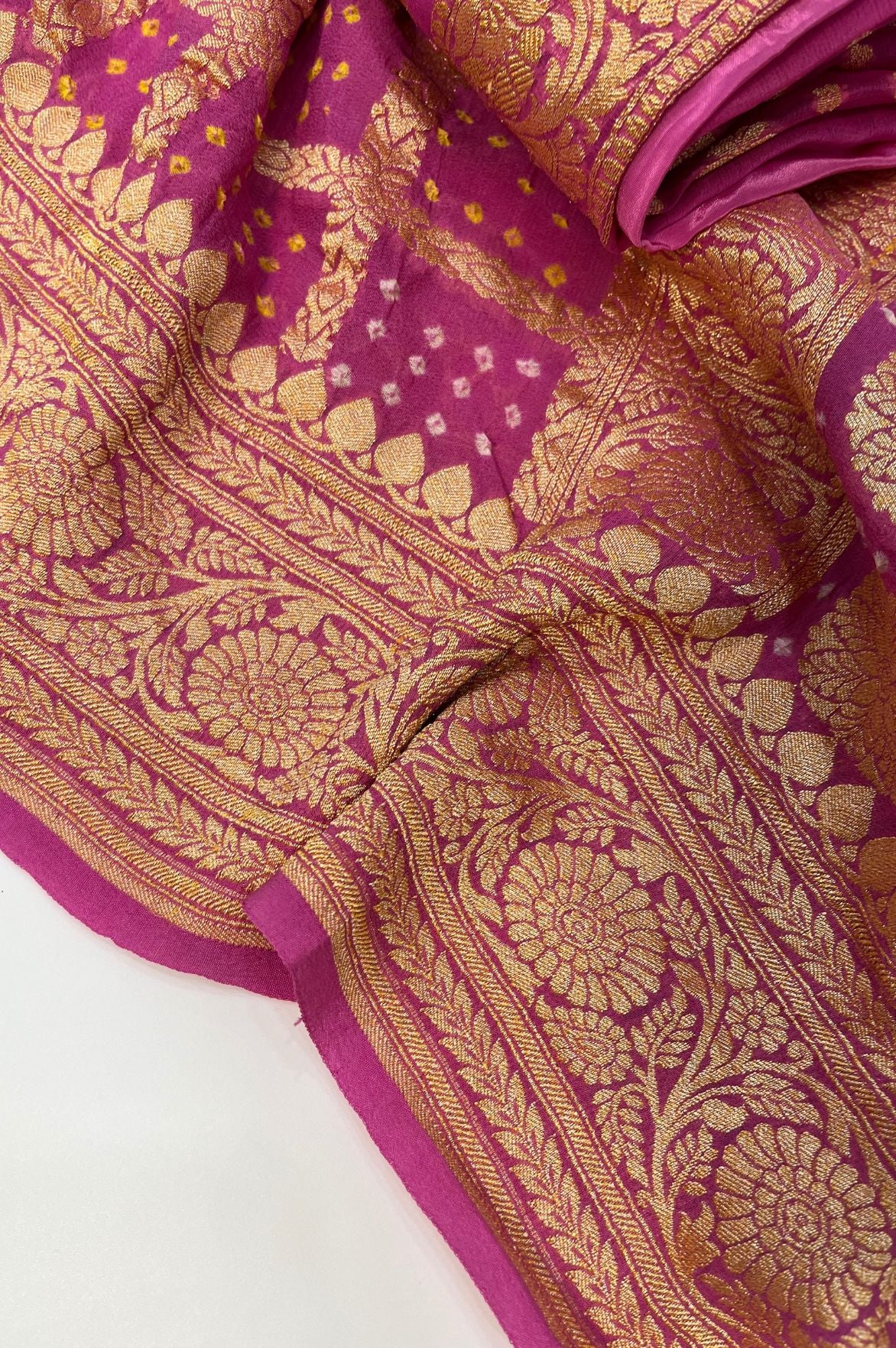 Khaddi Georgette Banarasi Dress Material With Bandhej Dupatta