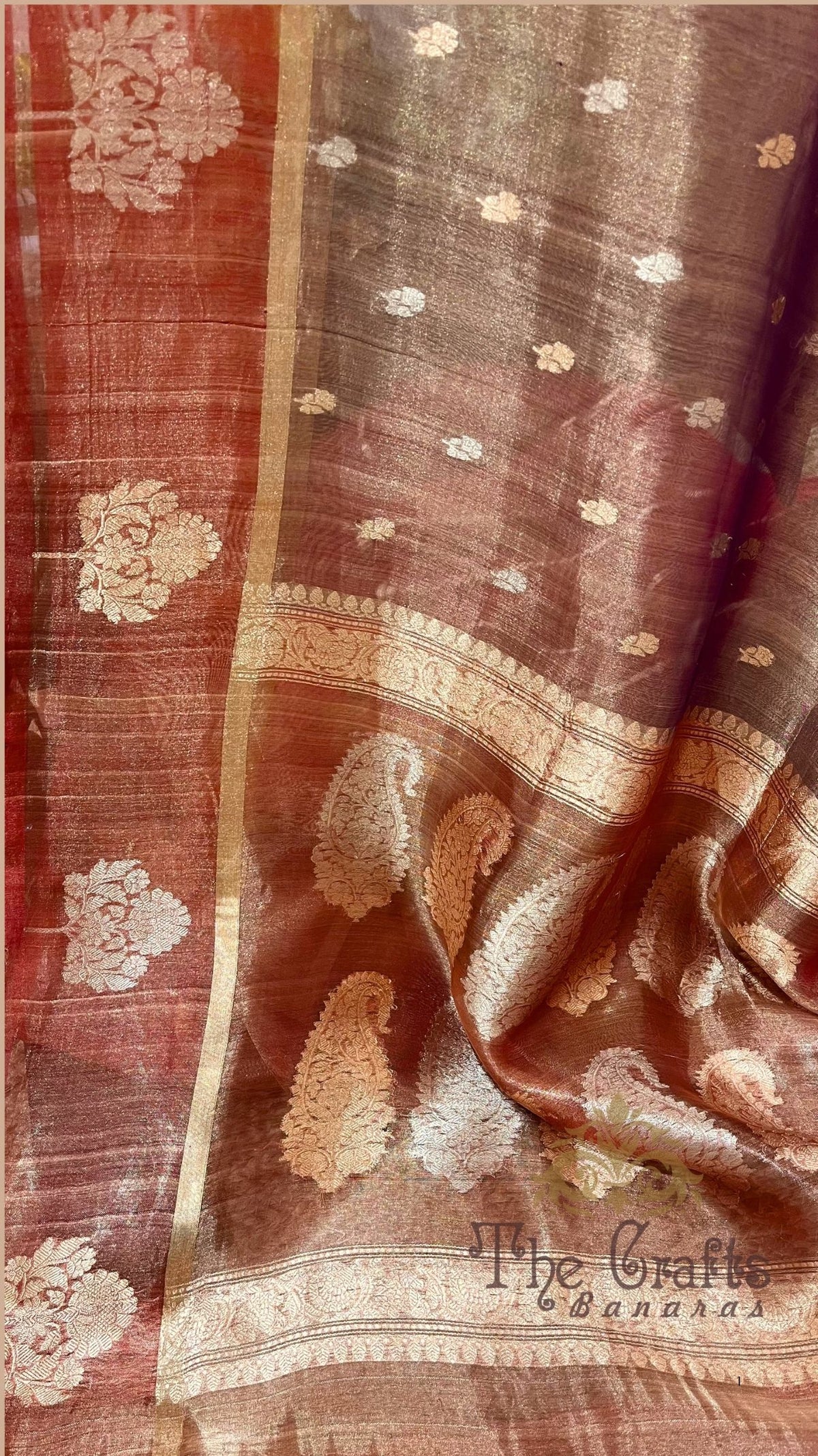 Pure Kora Tissue Silk Handloom Banarasi Saree- Kadhua Motifs