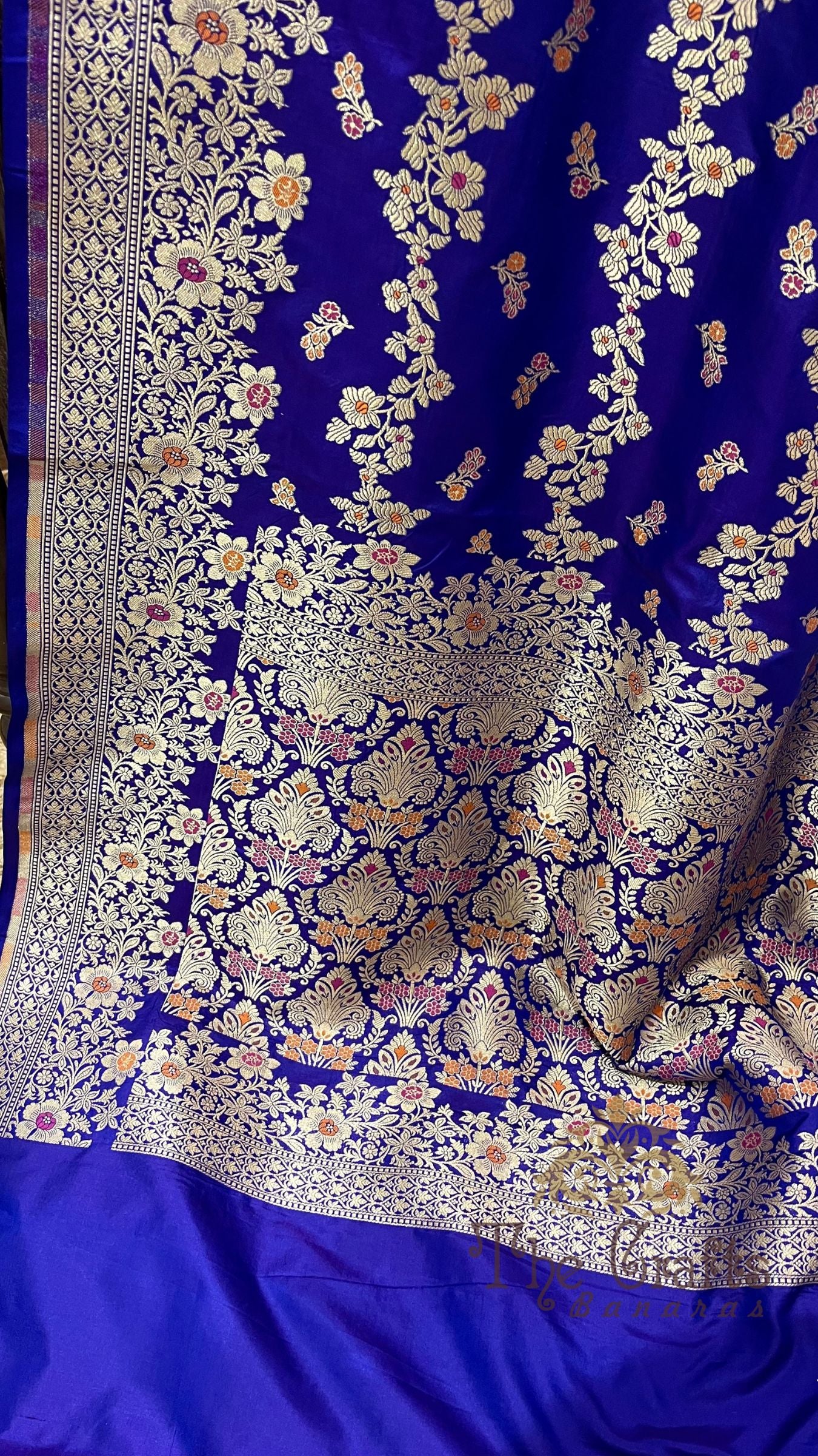 Pure Katan Silk Handloom Banarasi Saree - Jaal work with Meenakari