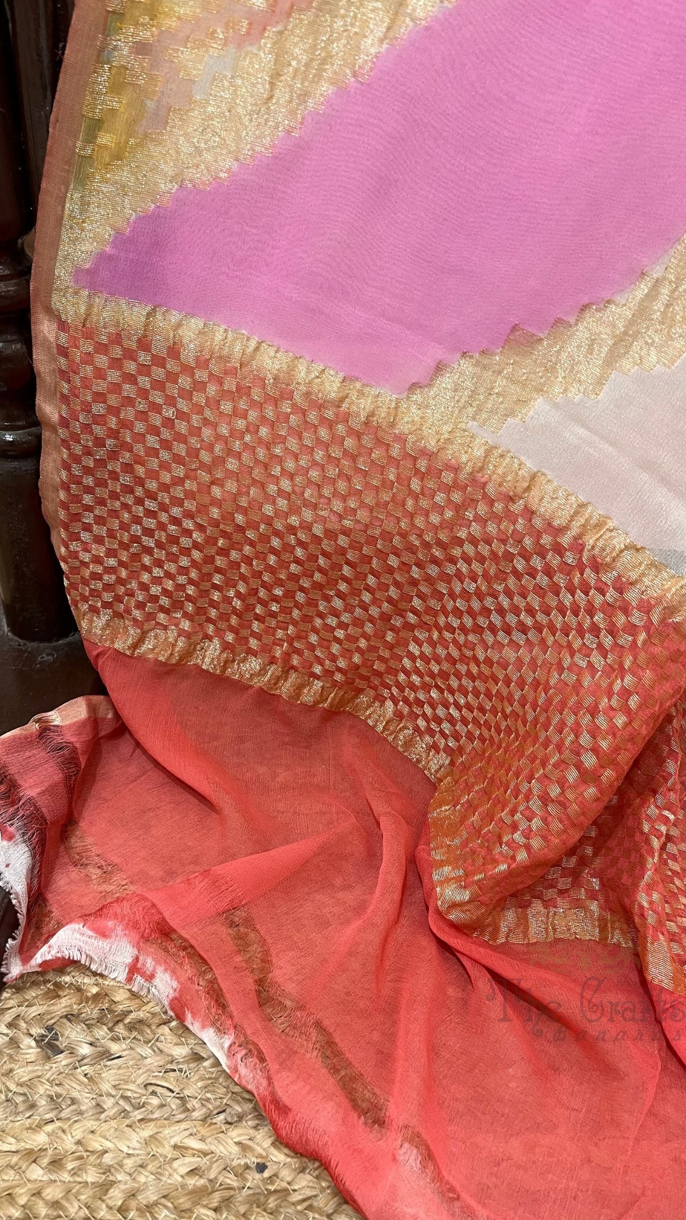 Rangkat Khaddi Georgette Handloom Banarasi Saree
